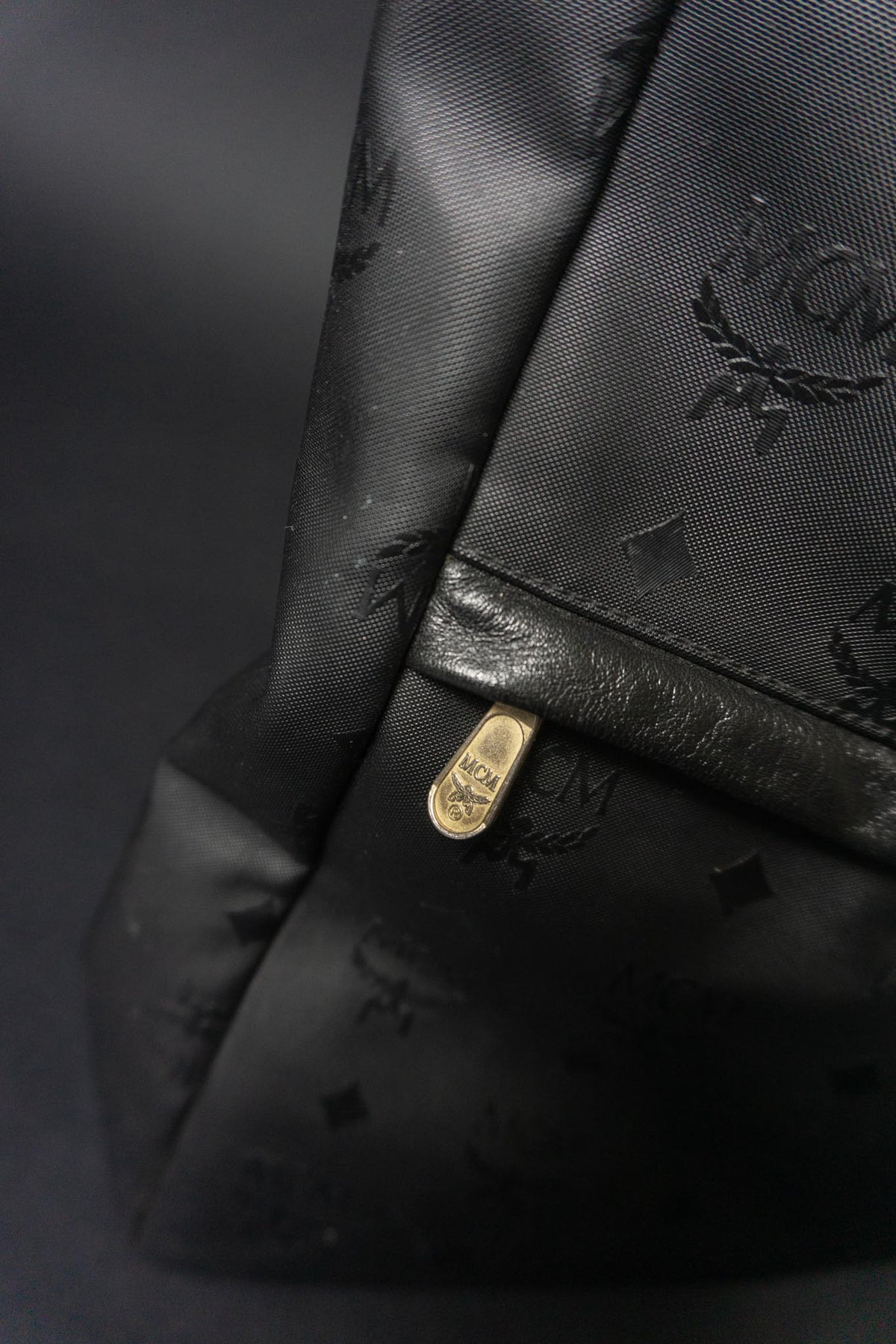 MCM Vintage Shopper aus den 80er Jahren | Schwarze Visetos Monogram Tasche