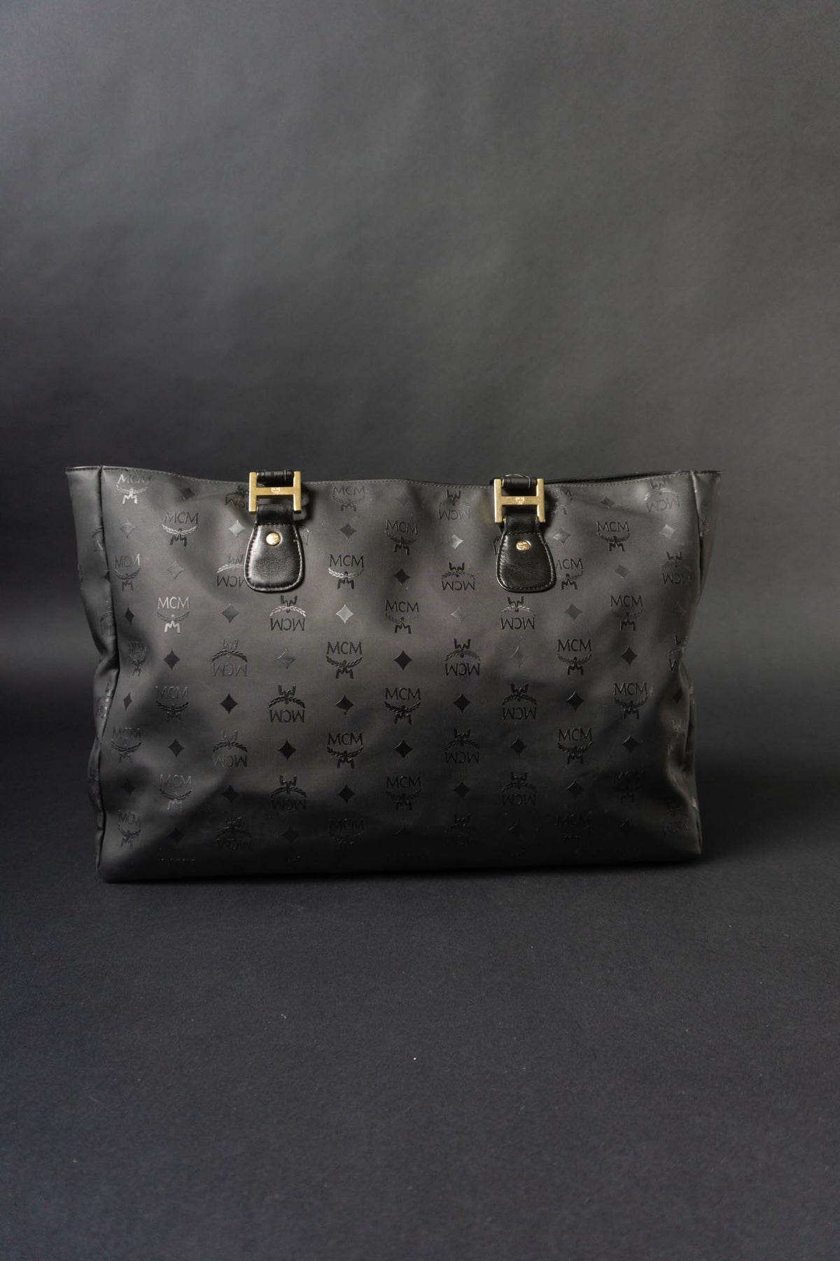MCM Vintage Shopper aus den 80er Jahren | Schwarze Visetos Monogram Tasche