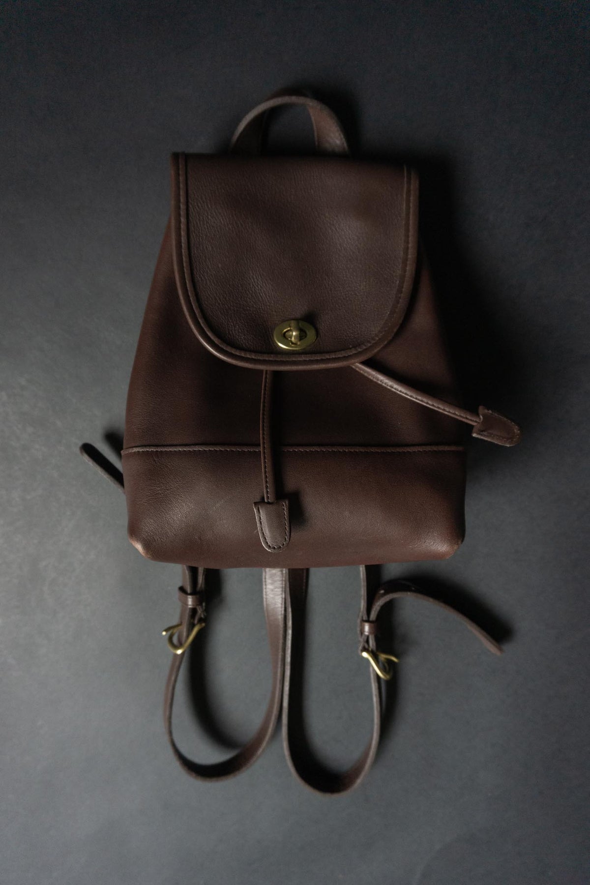 Vintage Coach Daypack 90s Rucksack Leder, Braun