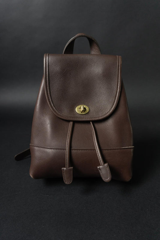 Vintage Coach Daypack 90s Rucksack Leder, Braun