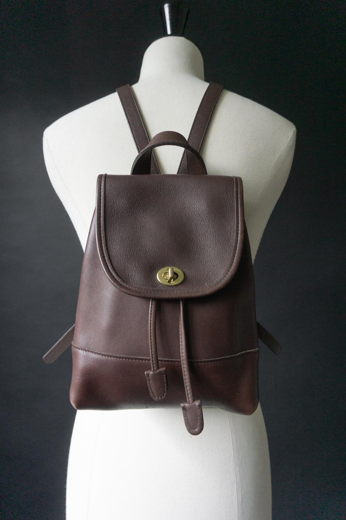 Vintage Coach Daypack 90s Rucksack Leder, Braun
