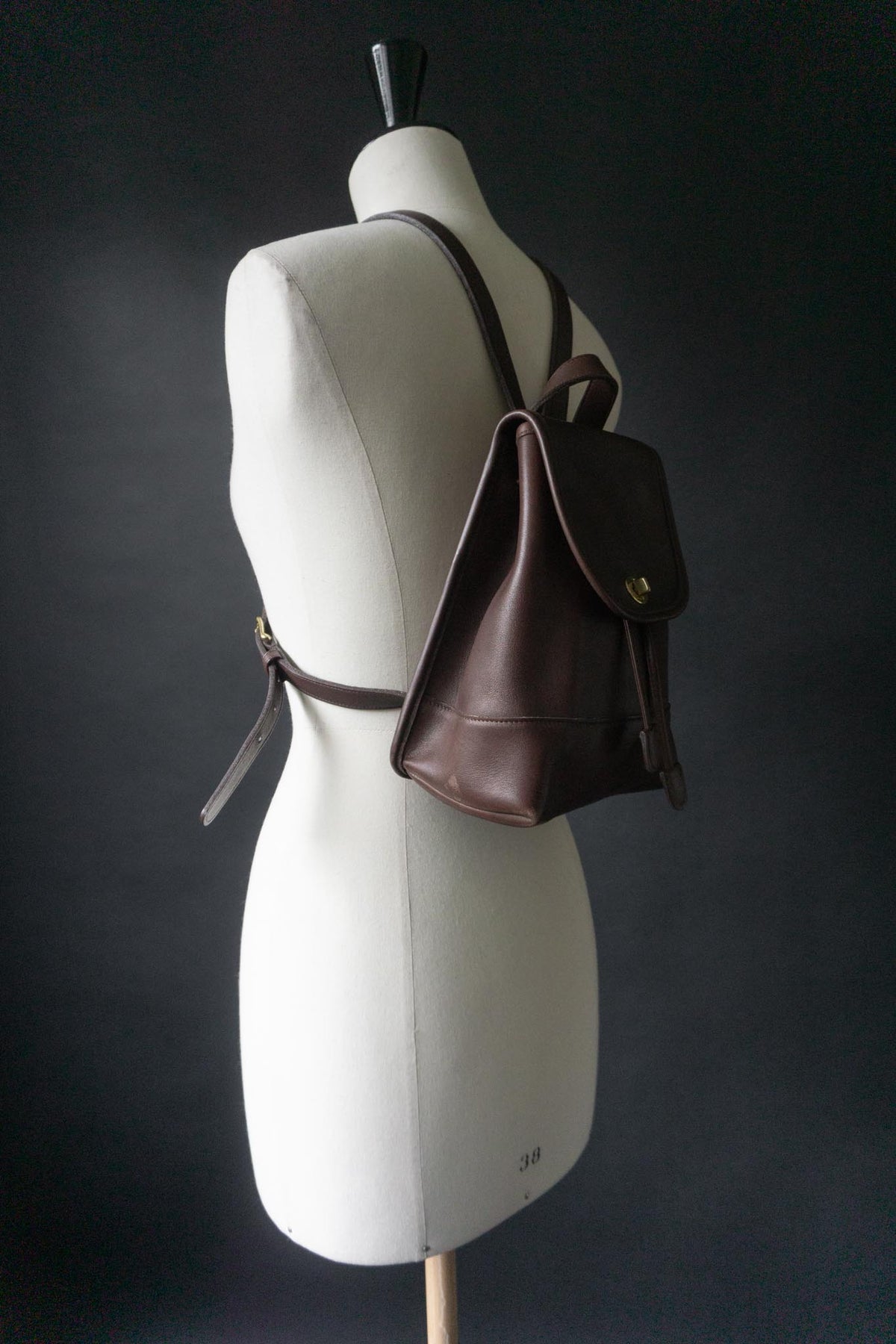 Vintage Coach Daypack 90s Rucksack Leder, Braun