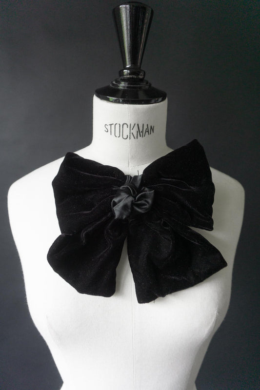 Vintage XXL Samtschleife, romantic Goth, Schwarz