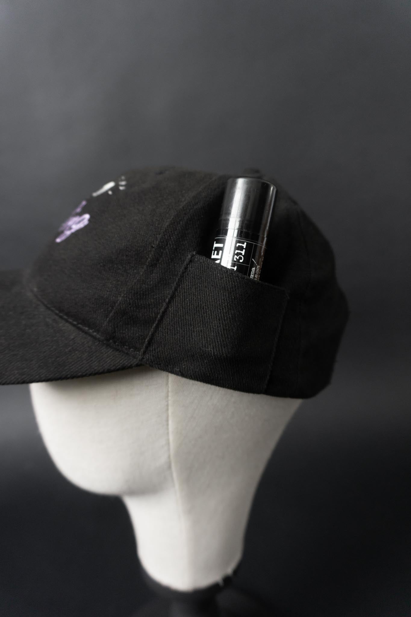 Vintage Kleiner Feigling Cap mit Secret Pocket – schwarze Baseballkappe