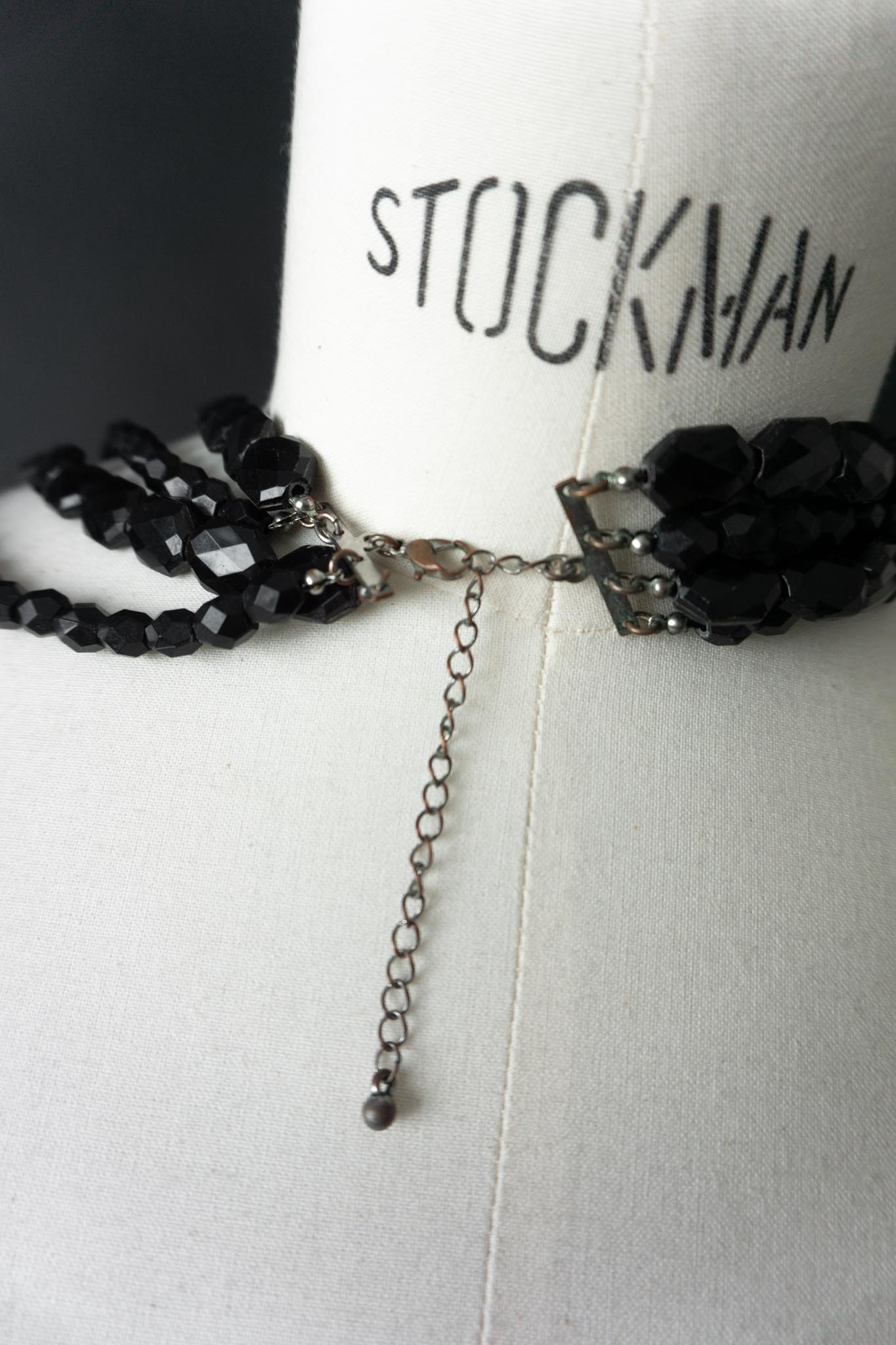Vintage Gothic Kette, Schwarze Steine