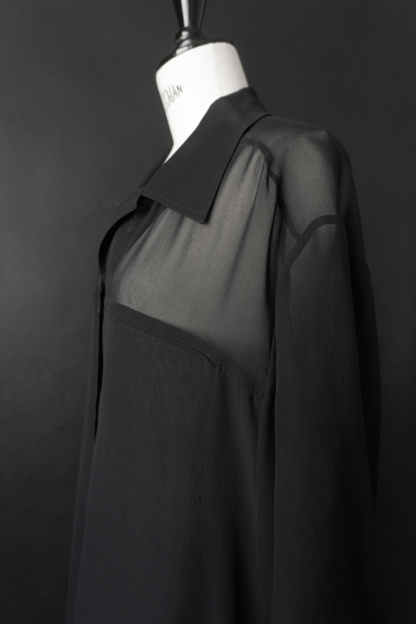 Vintage 90s Seidenbluse mit Sheer Details und Cut Outs, S–L