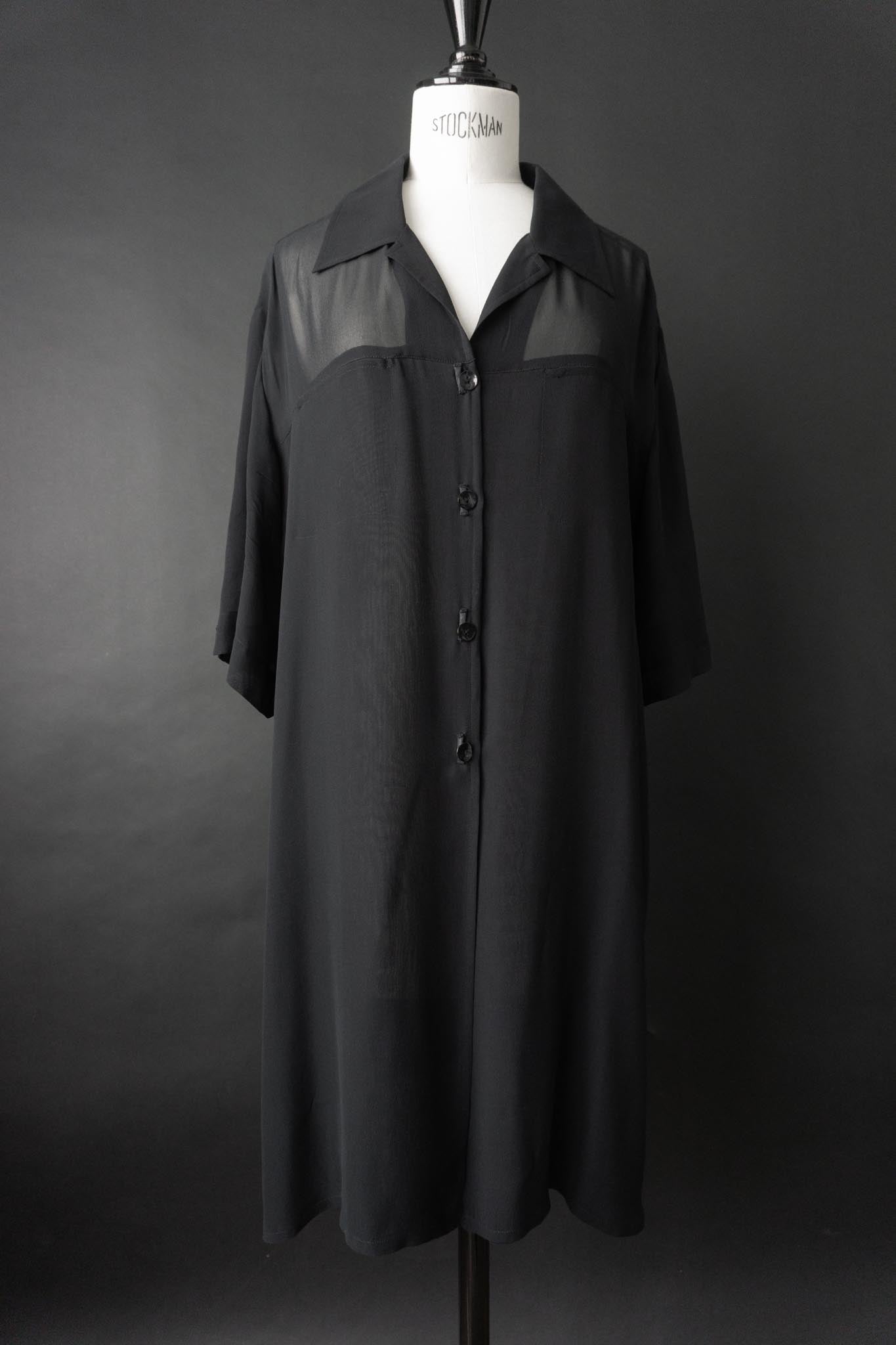 Vintage 90s Seidenbluse mit Sheer Details und Cut Outs, S–L