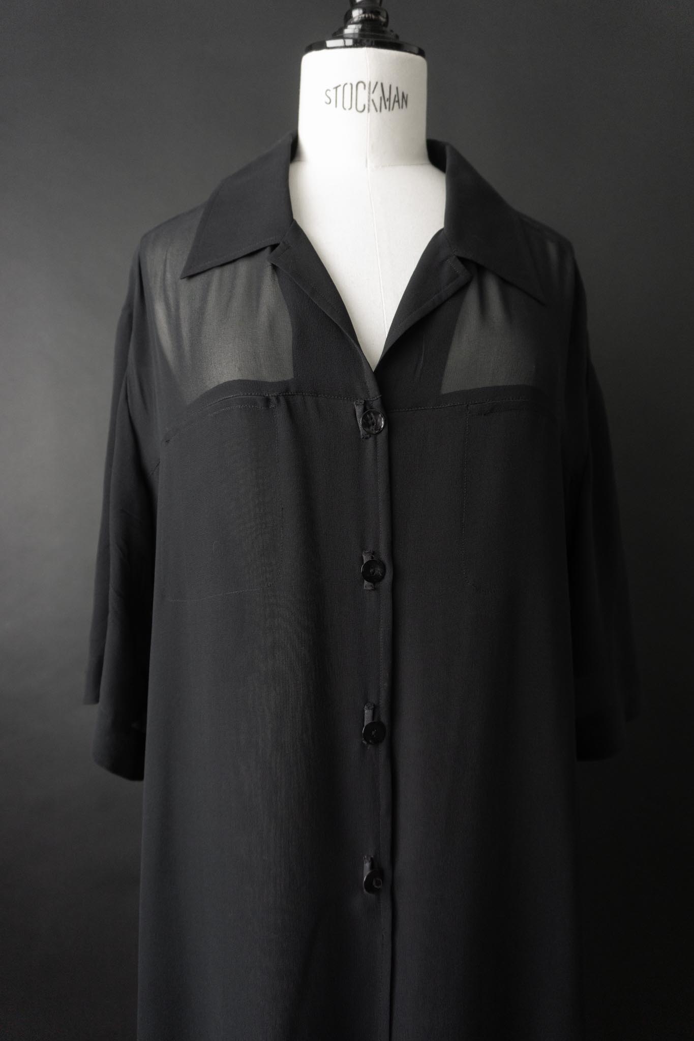 Vintage 90s Seidenbluse mit Sheer Details und Cut Outs, S–L