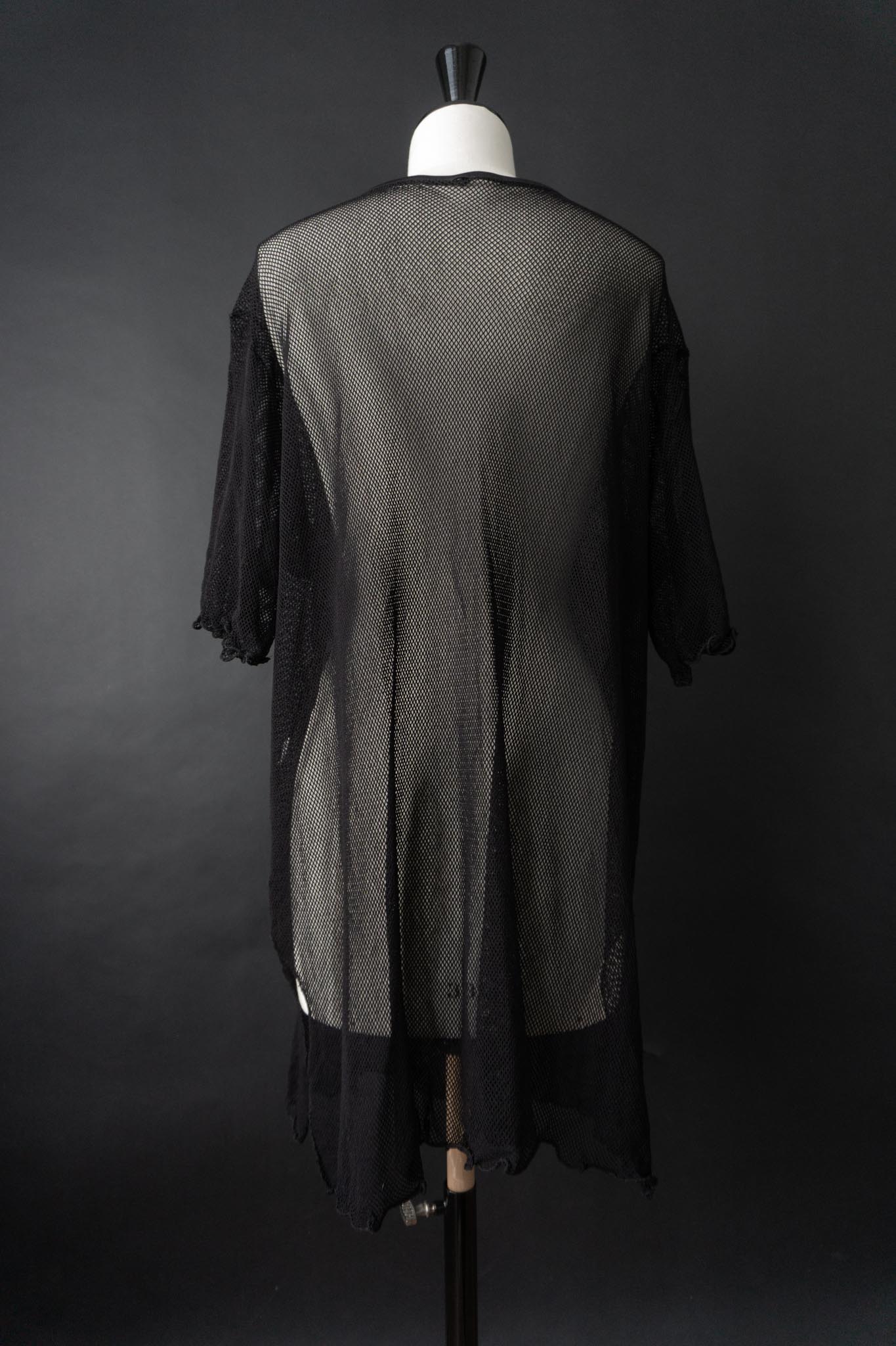 Vintage 90s Netz Shirt-Kleid, L–XL