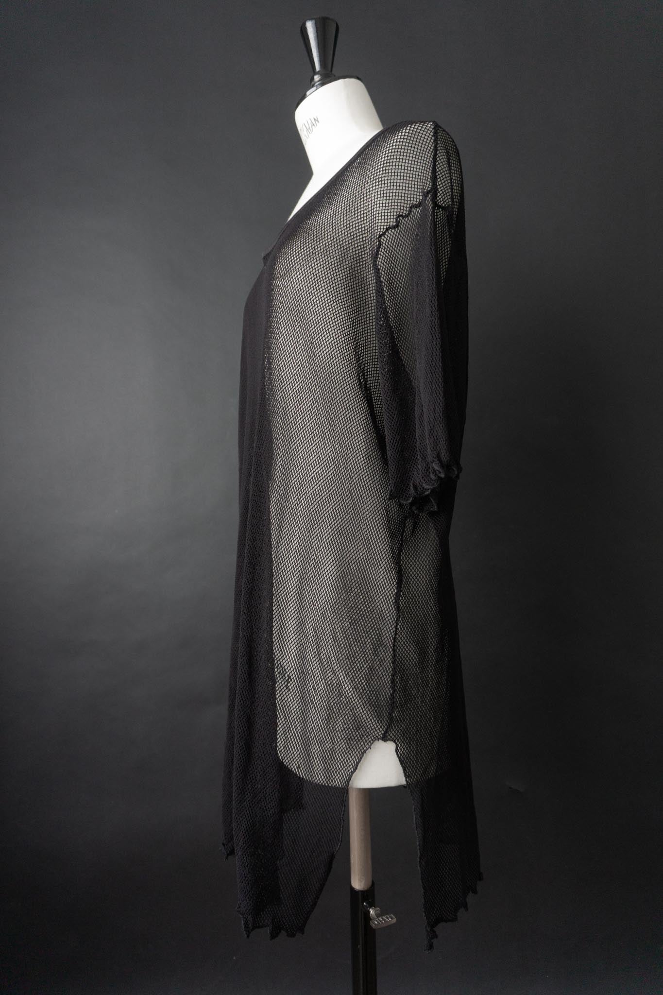 Vintage 90s Netz Shirt-Kleid, L–XL