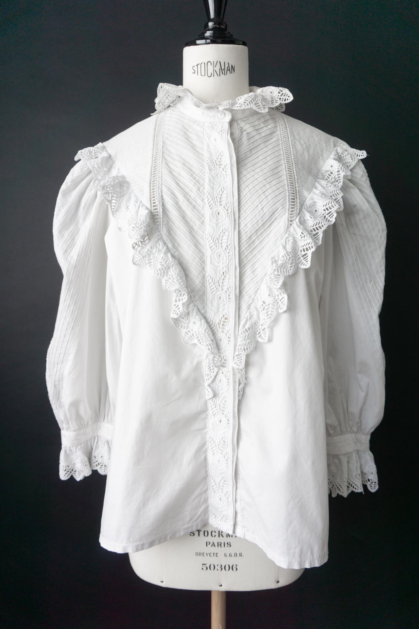 Vintage 80s Vampire Bluse, M–L