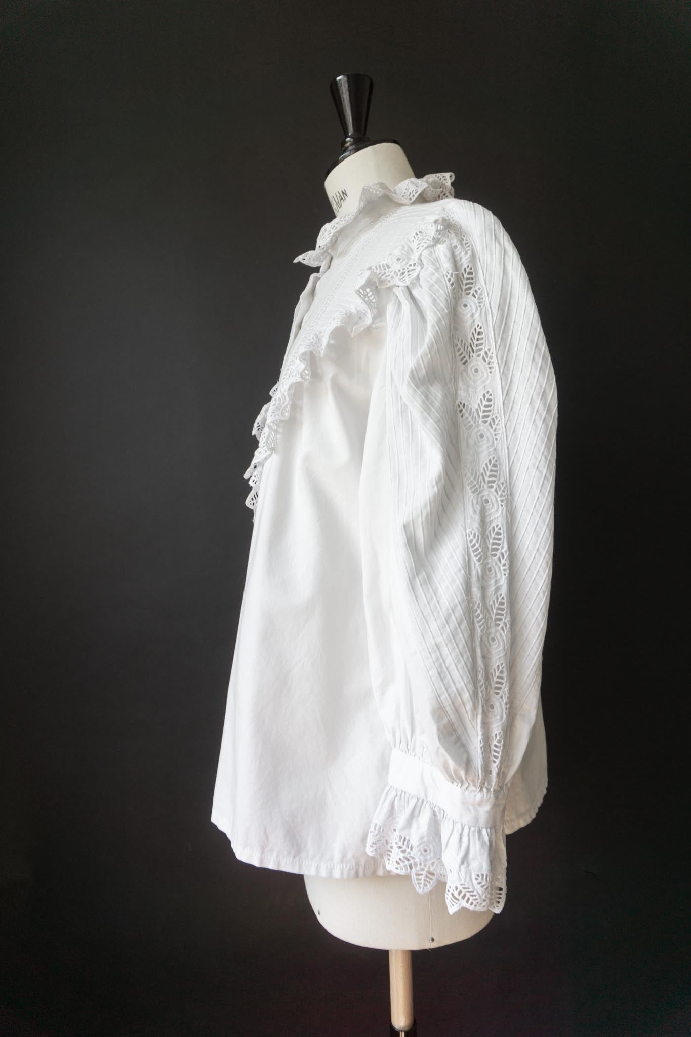 Vintage 80s Vampire Bluse, M–L