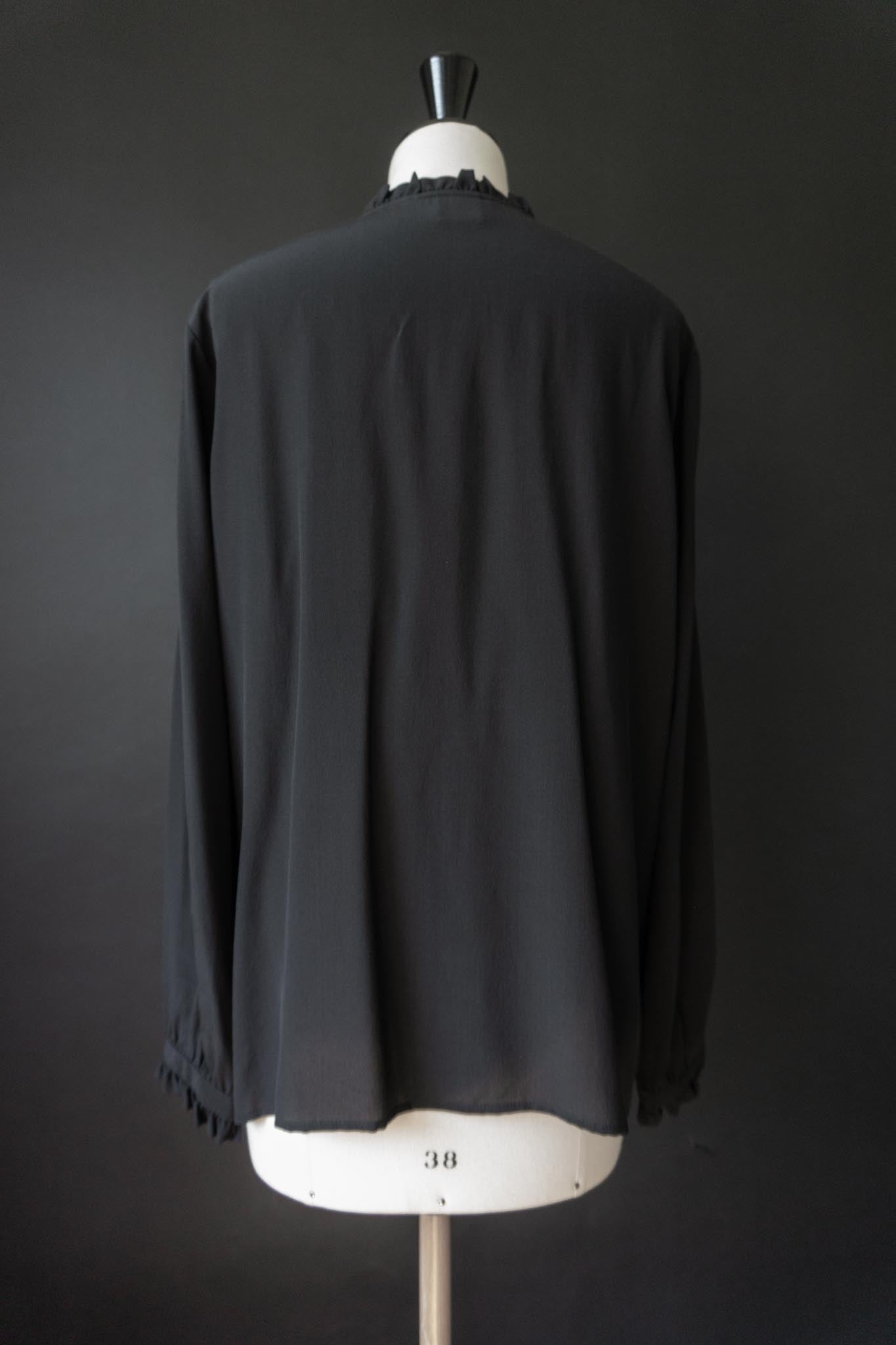 Vintage Vampire Bluse, Seide, Volants, S–M