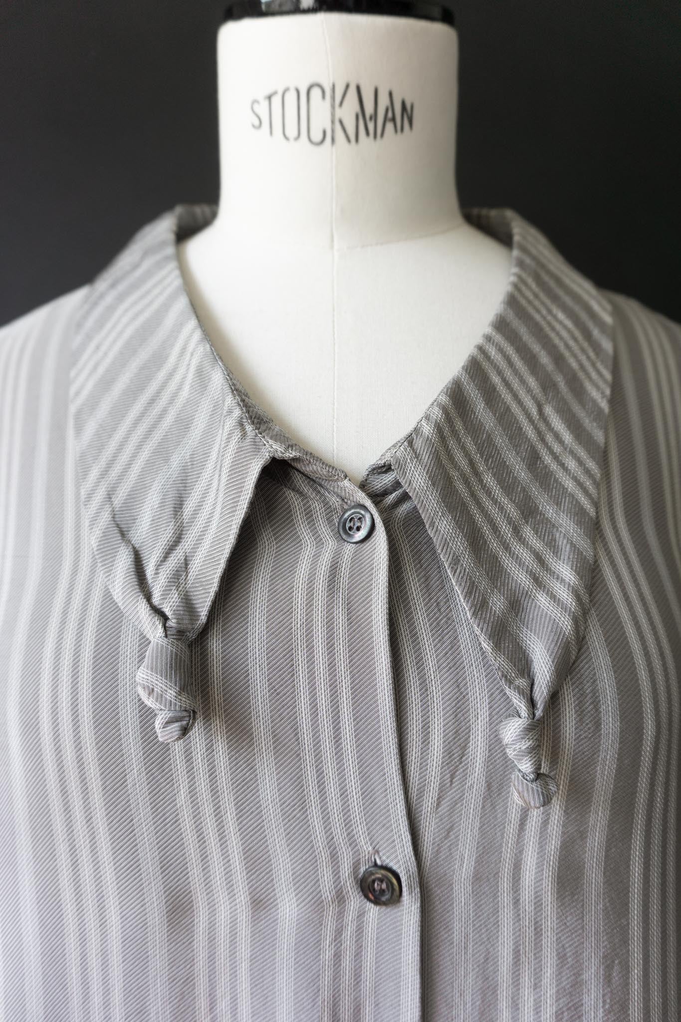 Vintage Viskose Bluse mit Avantgarde Kragen, M–XL