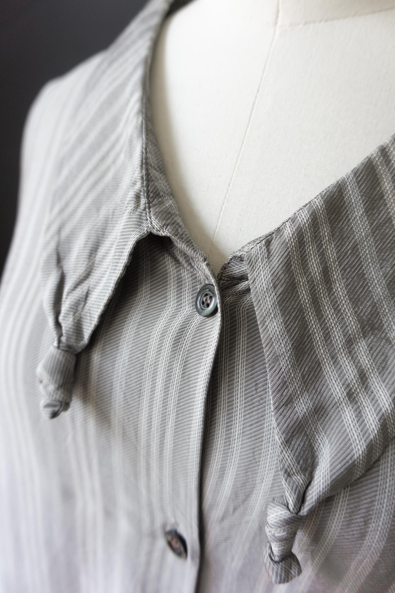 Vintage Viskose Bluse mit Avantgarde Kragen, M–XL