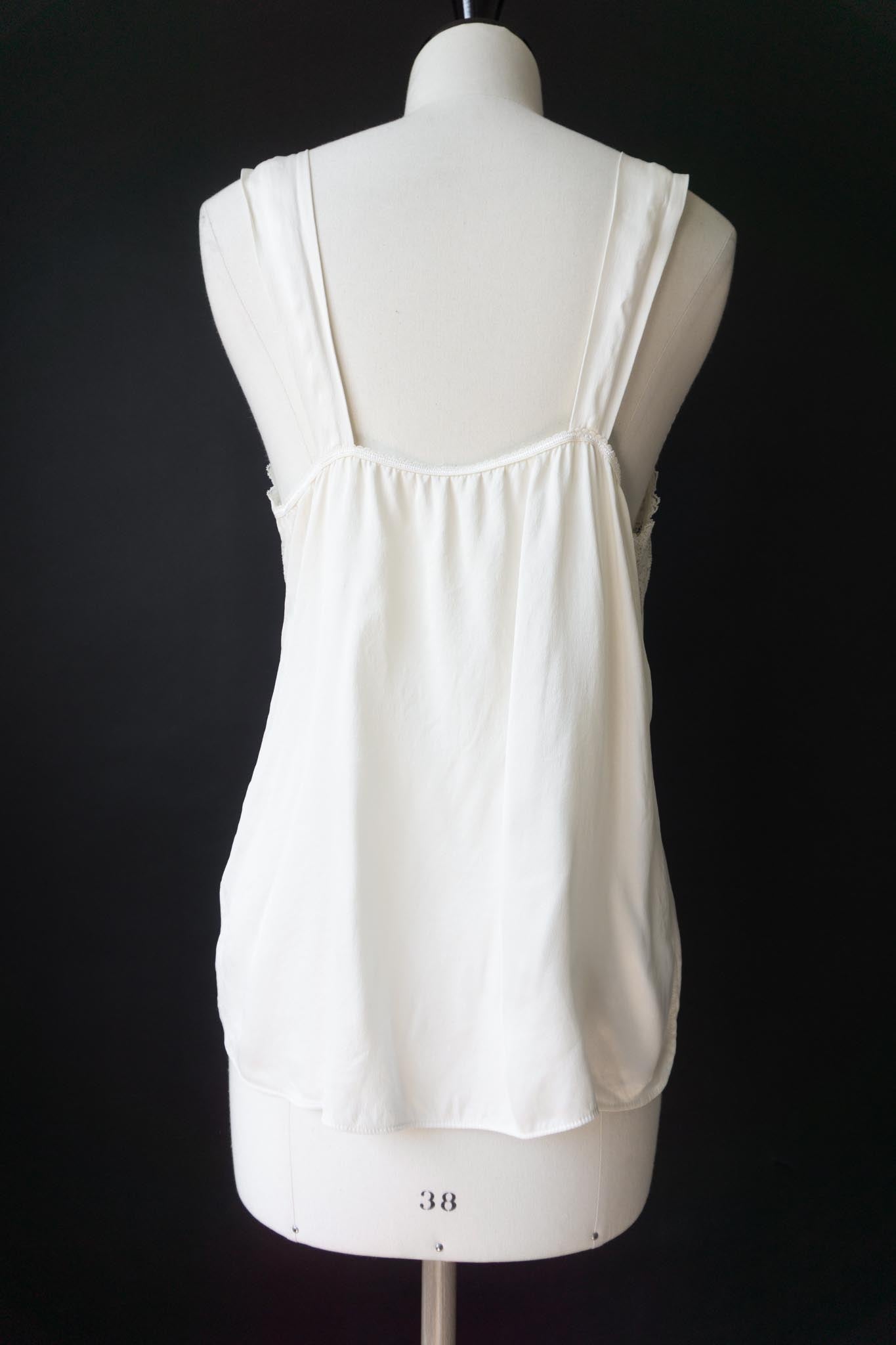 Vintage Lingerie Top, Seide, Creme, S–M