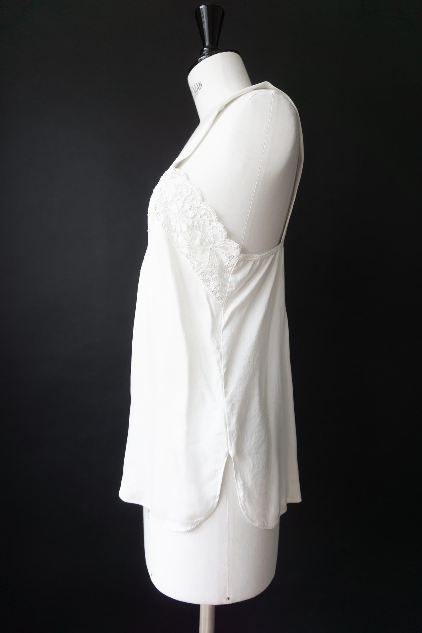 Vintage Lingerie Top, Seide, Creme, S–M