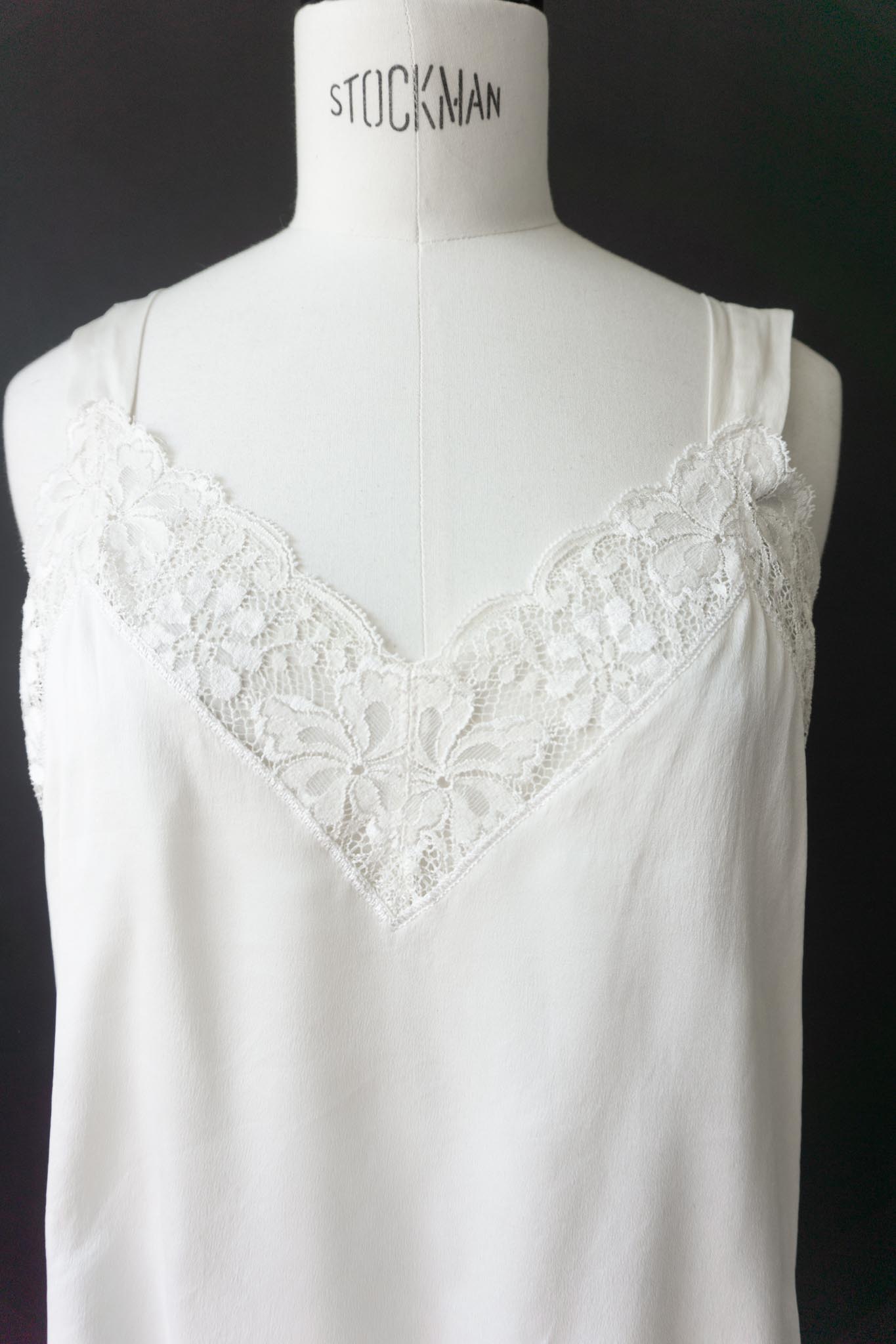 Vintage Lingerie Top, Seide, Creme, S–M