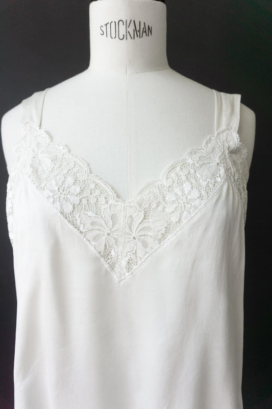 Vintage Lingerie Top, Seide, Creme, S–M