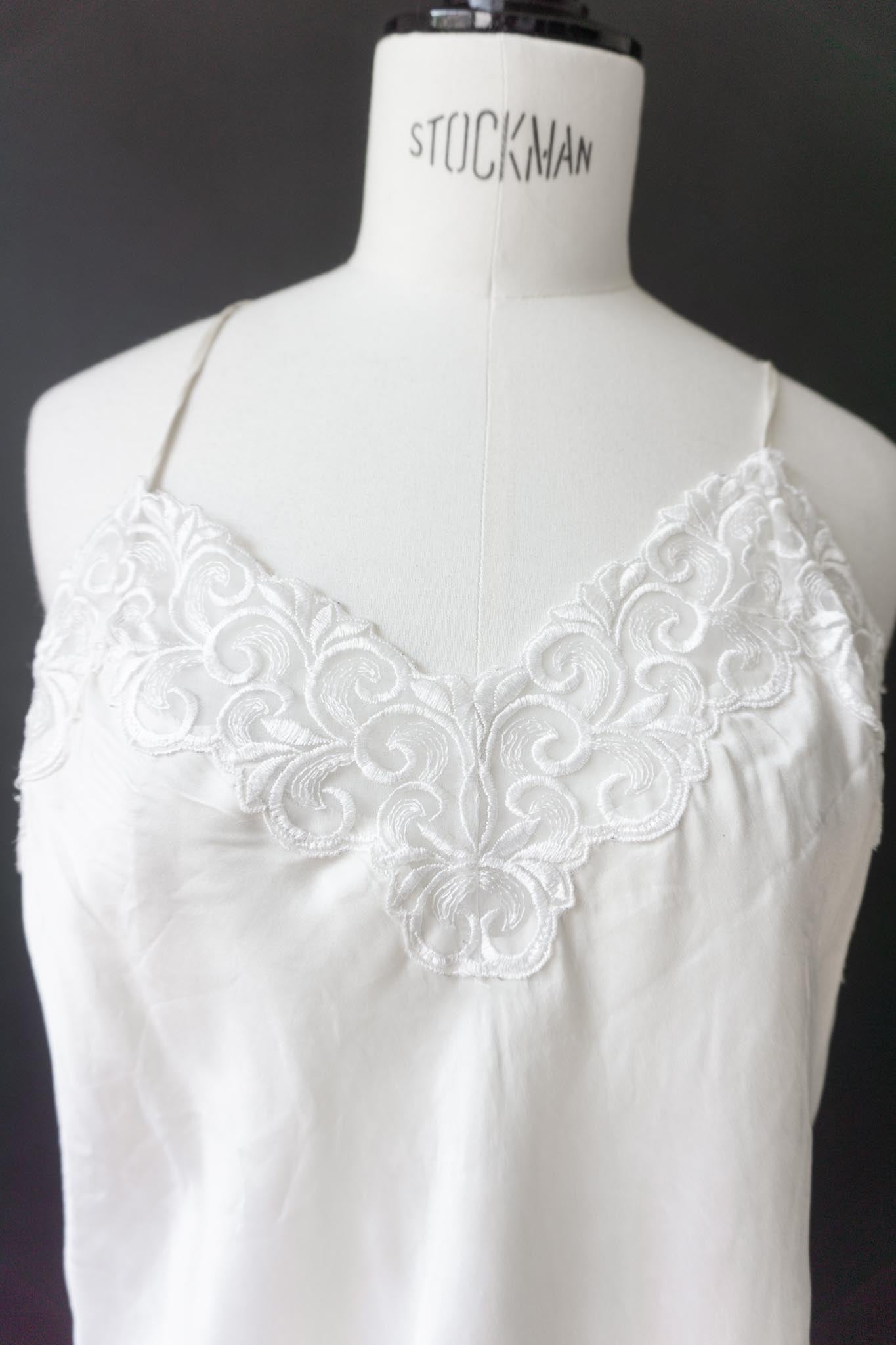 Vintage Lingerie Top, Seide und Spitze, Creme, M–L