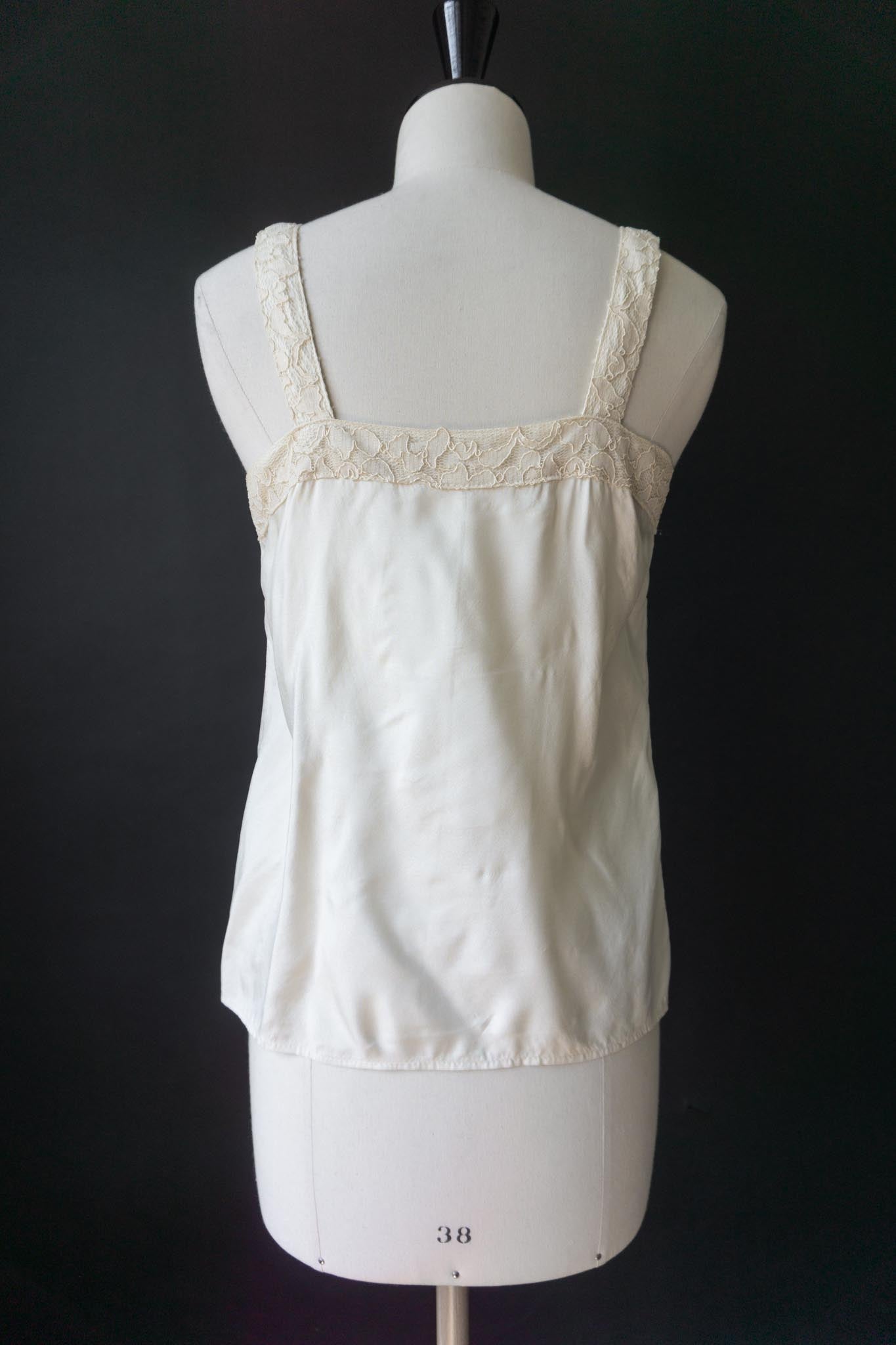 Vintage Lingerie Top, Spitze, Creme, S–M