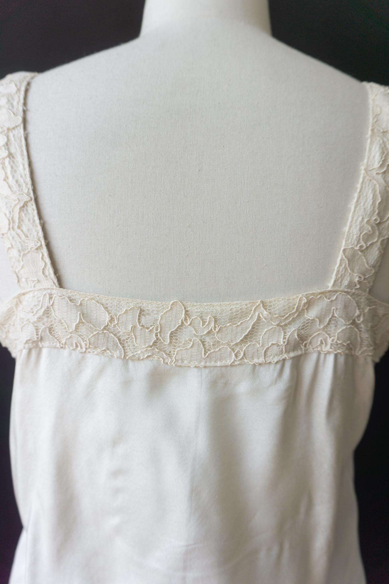 Vintage Lingerie Top, Spitze, Creme, S–M