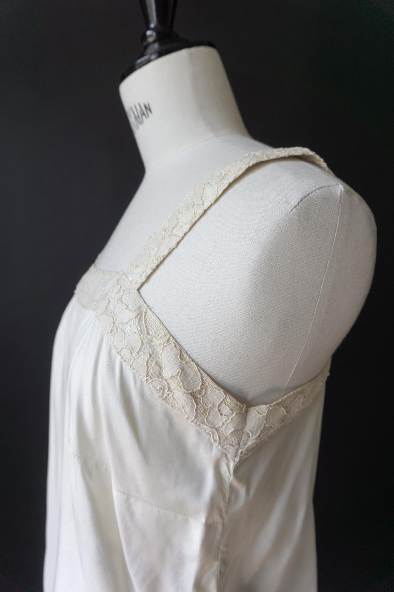 Vintage Lingerie Top, Spitze, Creme, S–M