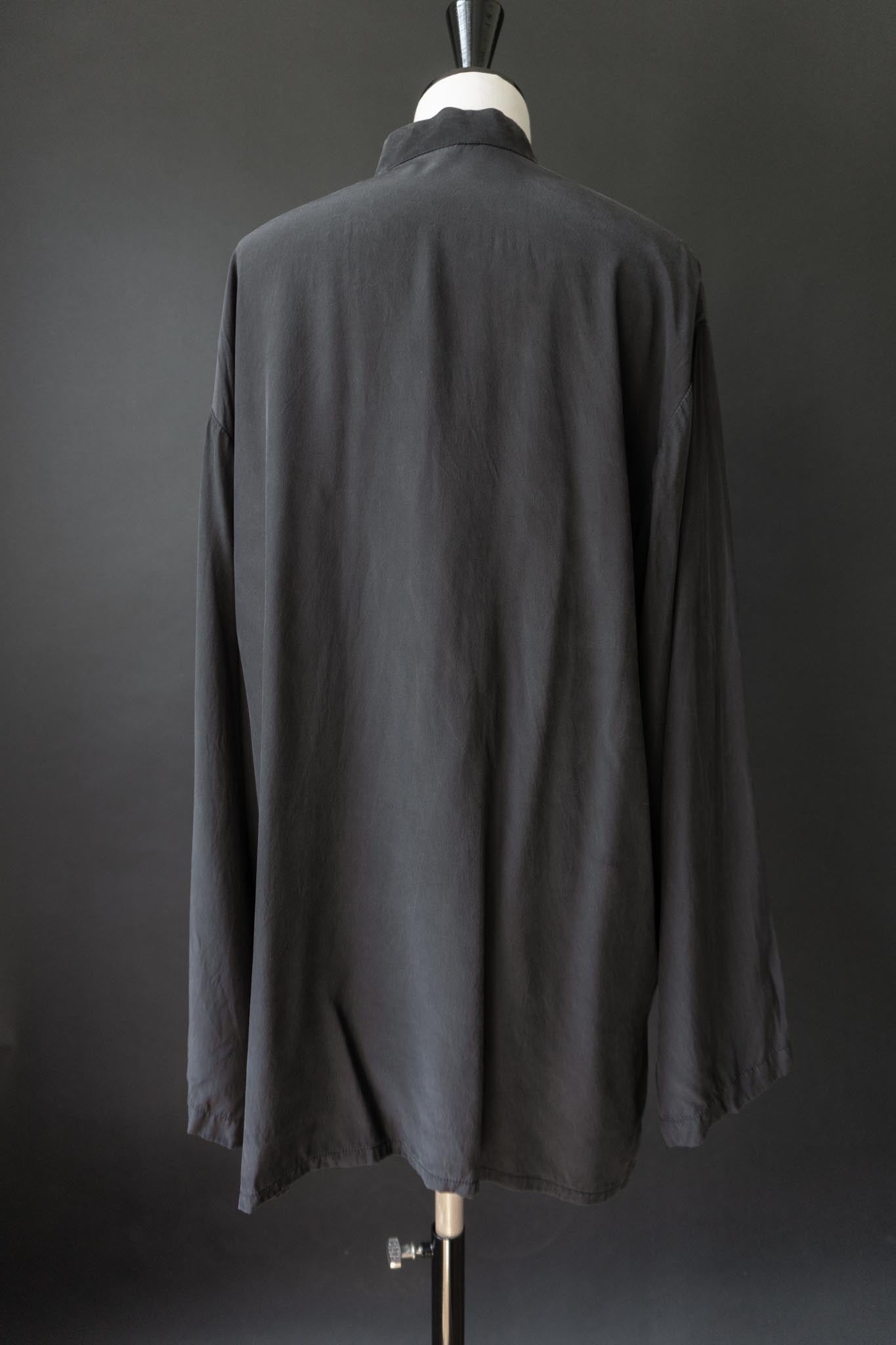 Vintage 90s Bluse, Seide, Mandarin Verschlüsse, M–L