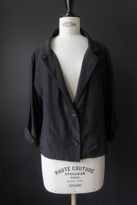 Vintage Prada Blusen Blazer aus reiner Seide, M–L