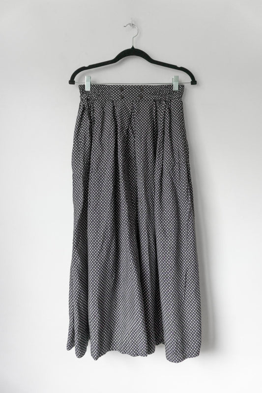 Vintage Midirock mit weißen Polka Dots, Viskose, S–M