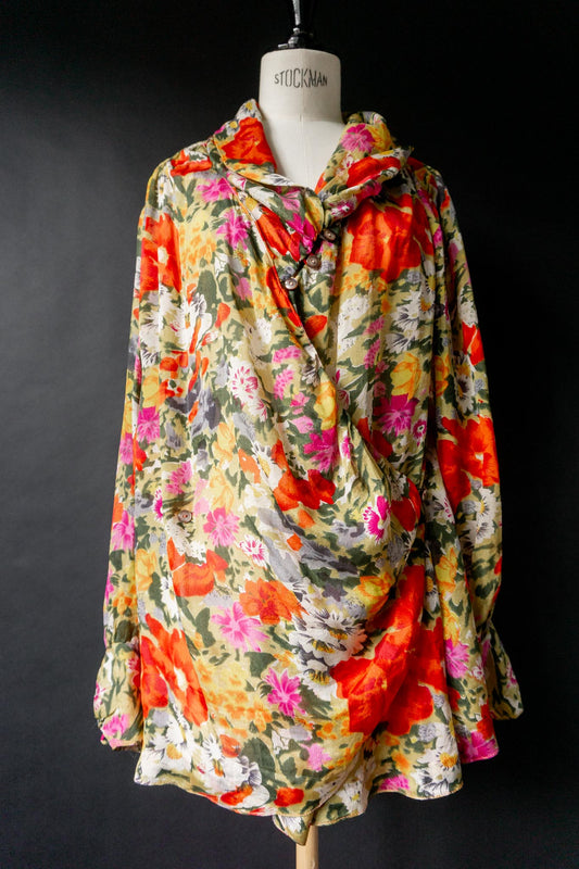 Vintage Bluse Seide, Unikat, L–XXL