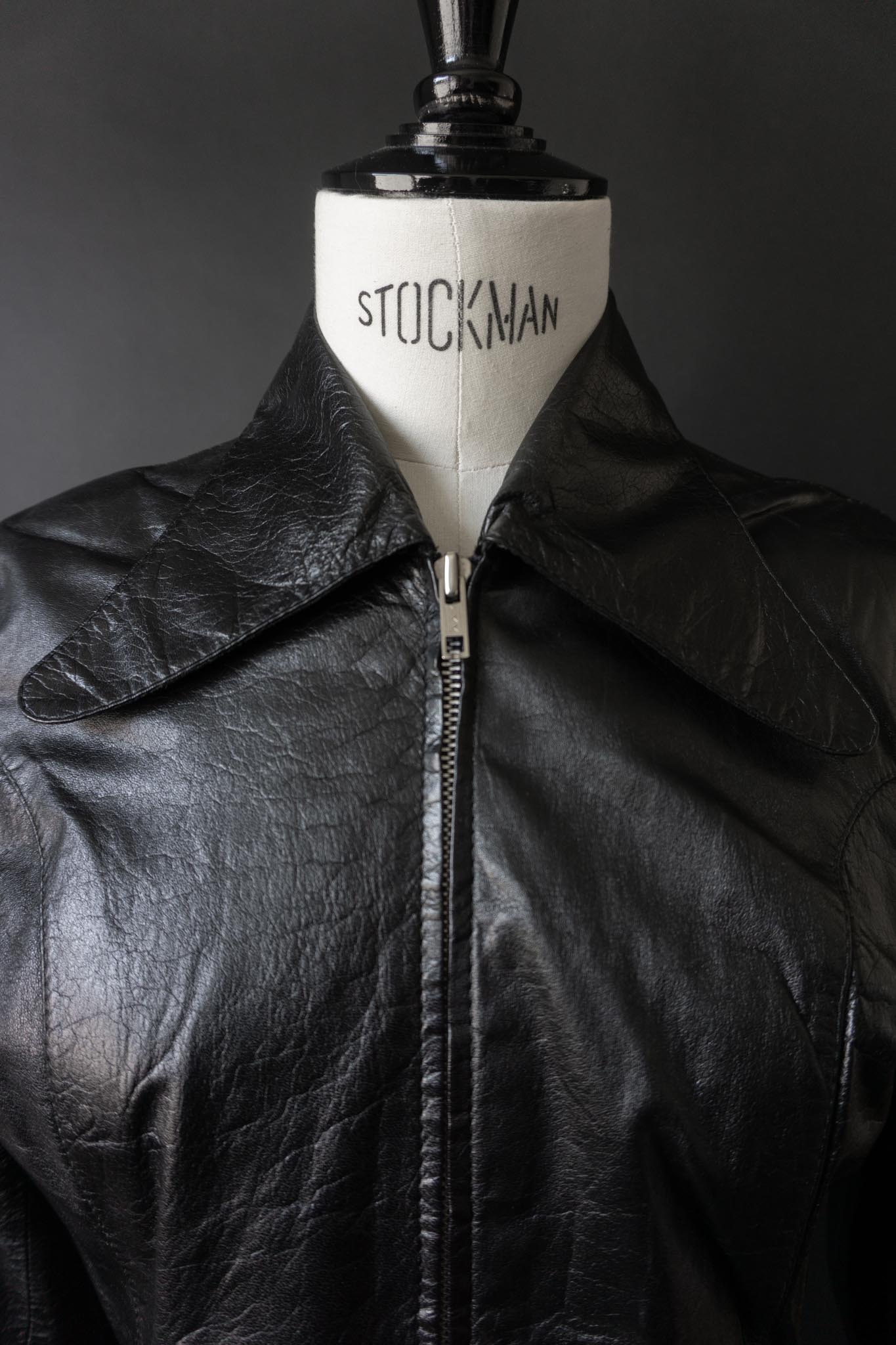 Vintage 70s Lederjacke Echtleder, Zipper, S–M