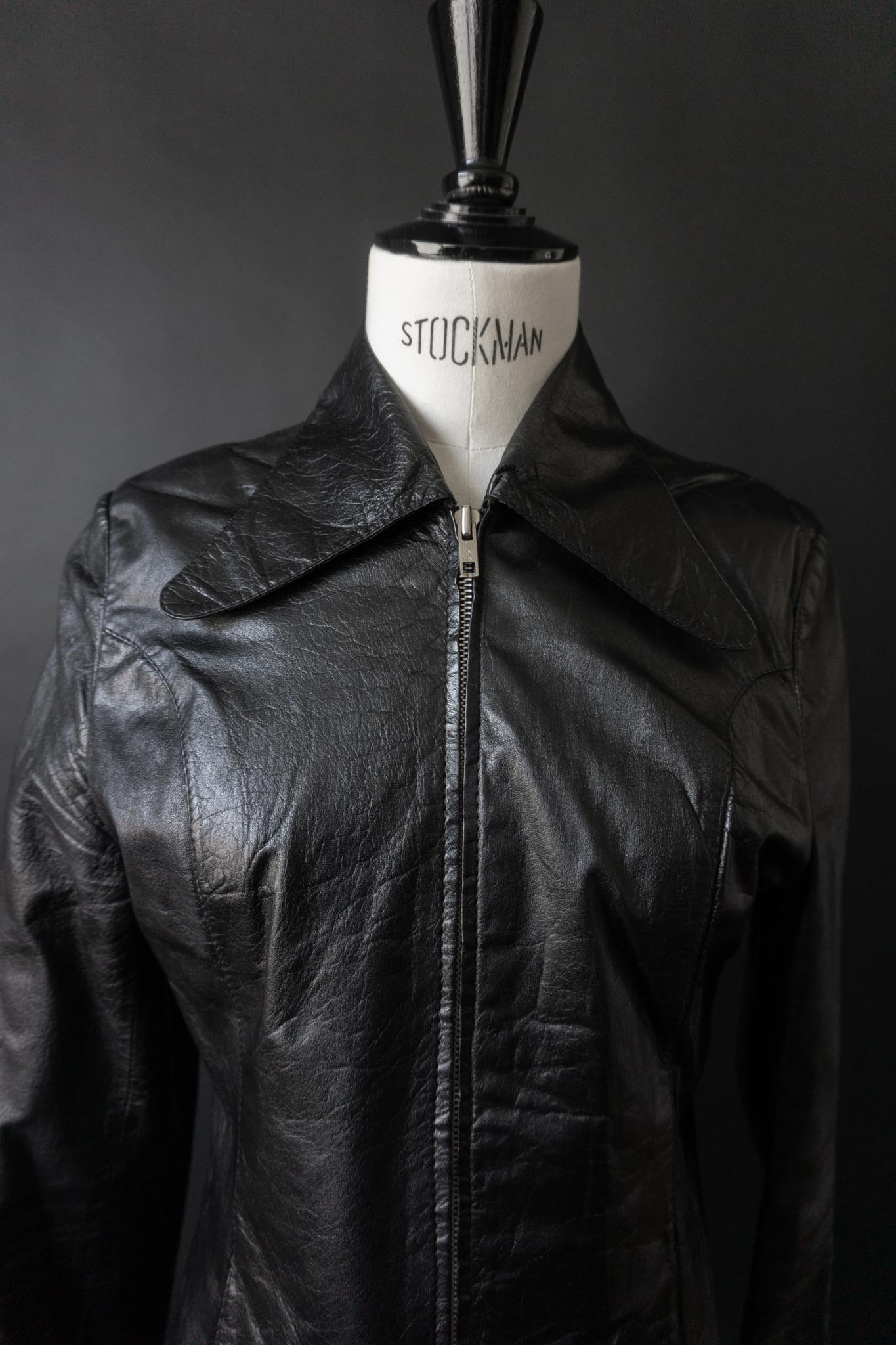 Vintage 70s Lederjacke Echtleder, Zipper, S–M