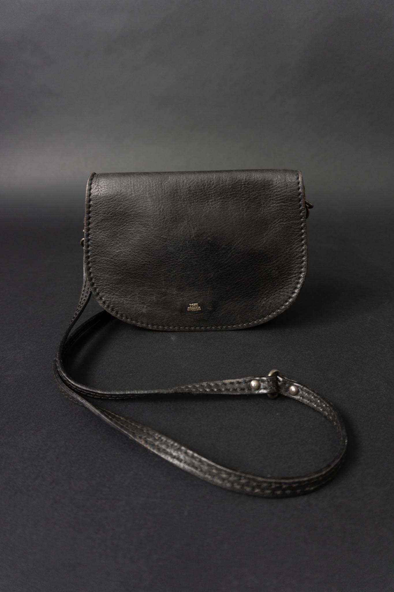 The Bridge Vintage Echtleder Umhängetasche Schwarz Made in Italy
