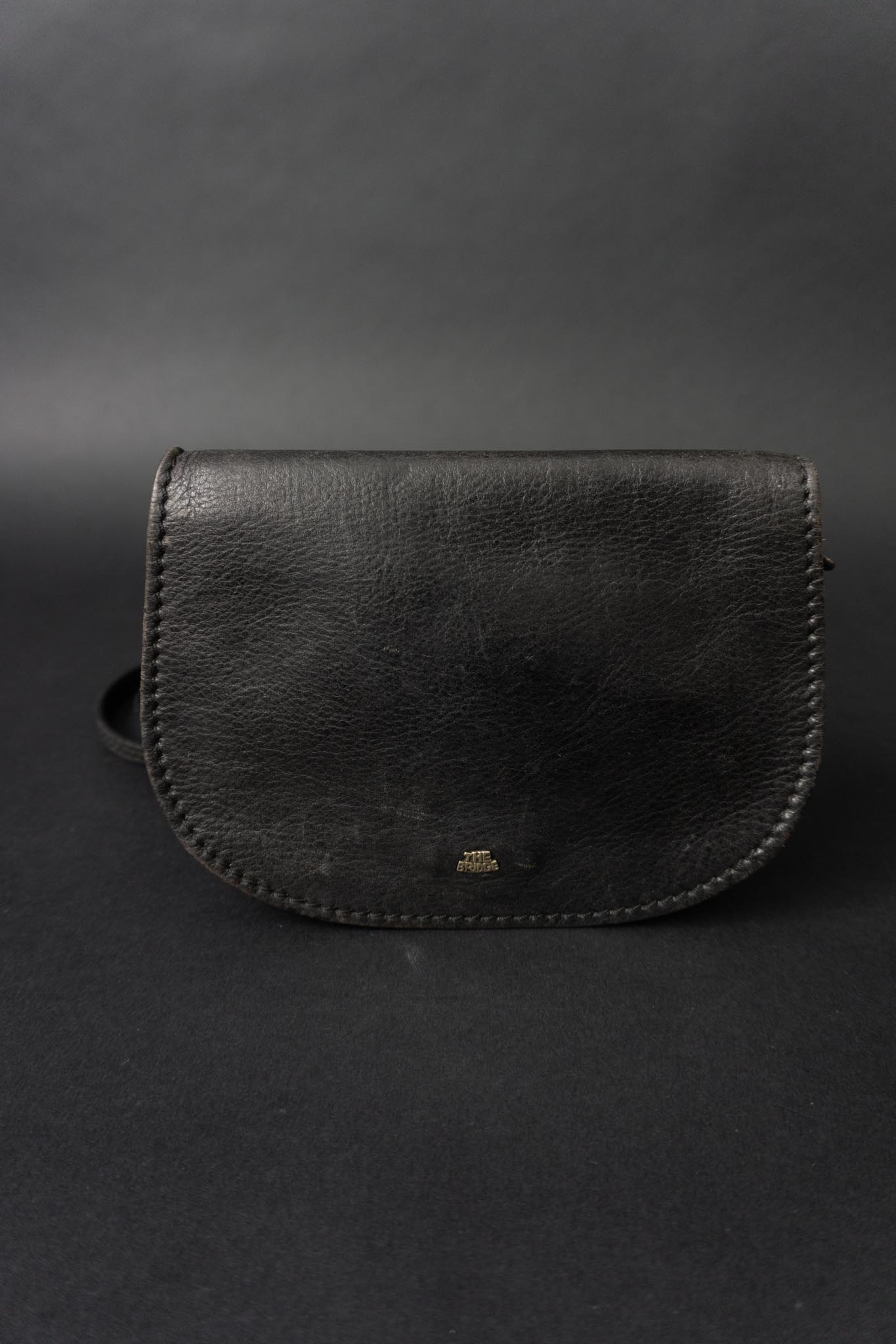 The Bridge Vintage Echtleder Umhängetasche Schwarz Made in Italy