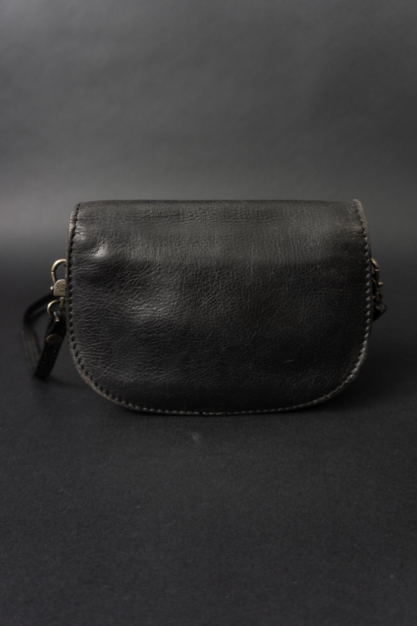 The Bridge Vintage Echtleder Umhängetasche Schwarz Made in Italy