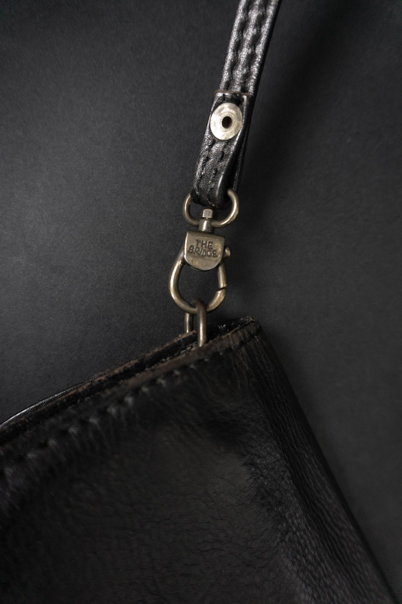 The Bridge Vintage Echtleder Umhängetasche Schwarz Made in Italy