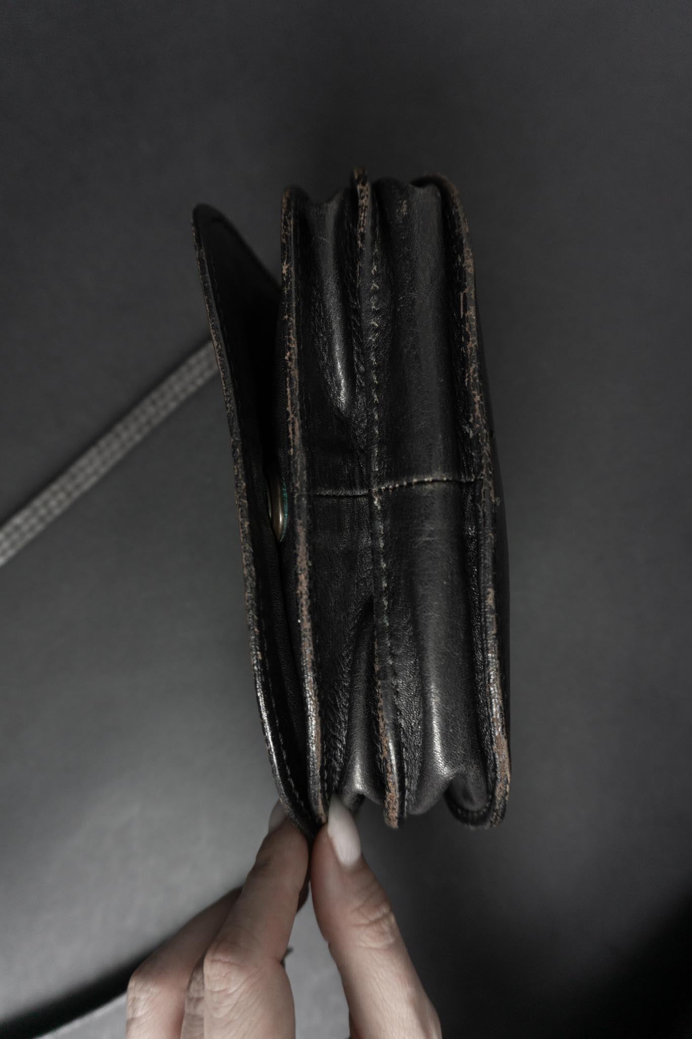 The Bridge Vintage Echtleder Umhängetasche Schwarz Made in Italy
