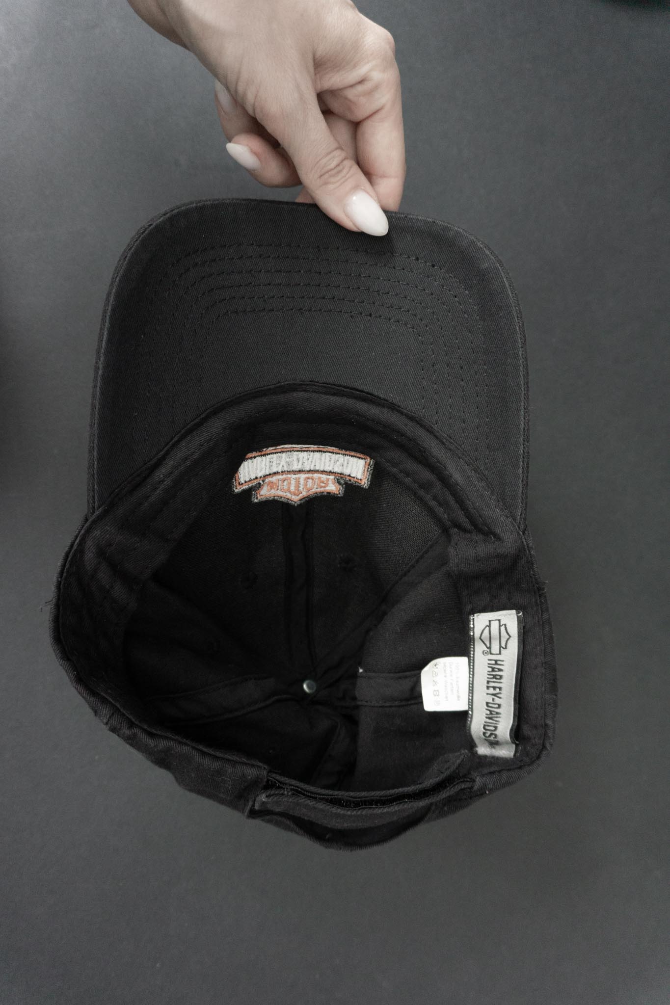 Vintage Harley-Davidson Baseball Cap – schwarze Logo-Kappe aus Baumwolle