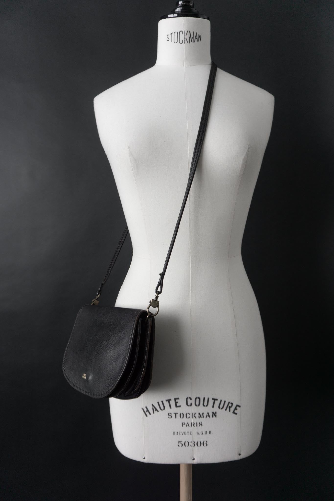 The Bridge Vintage Echtleder Umhängetasche Schwarz Made in Italy