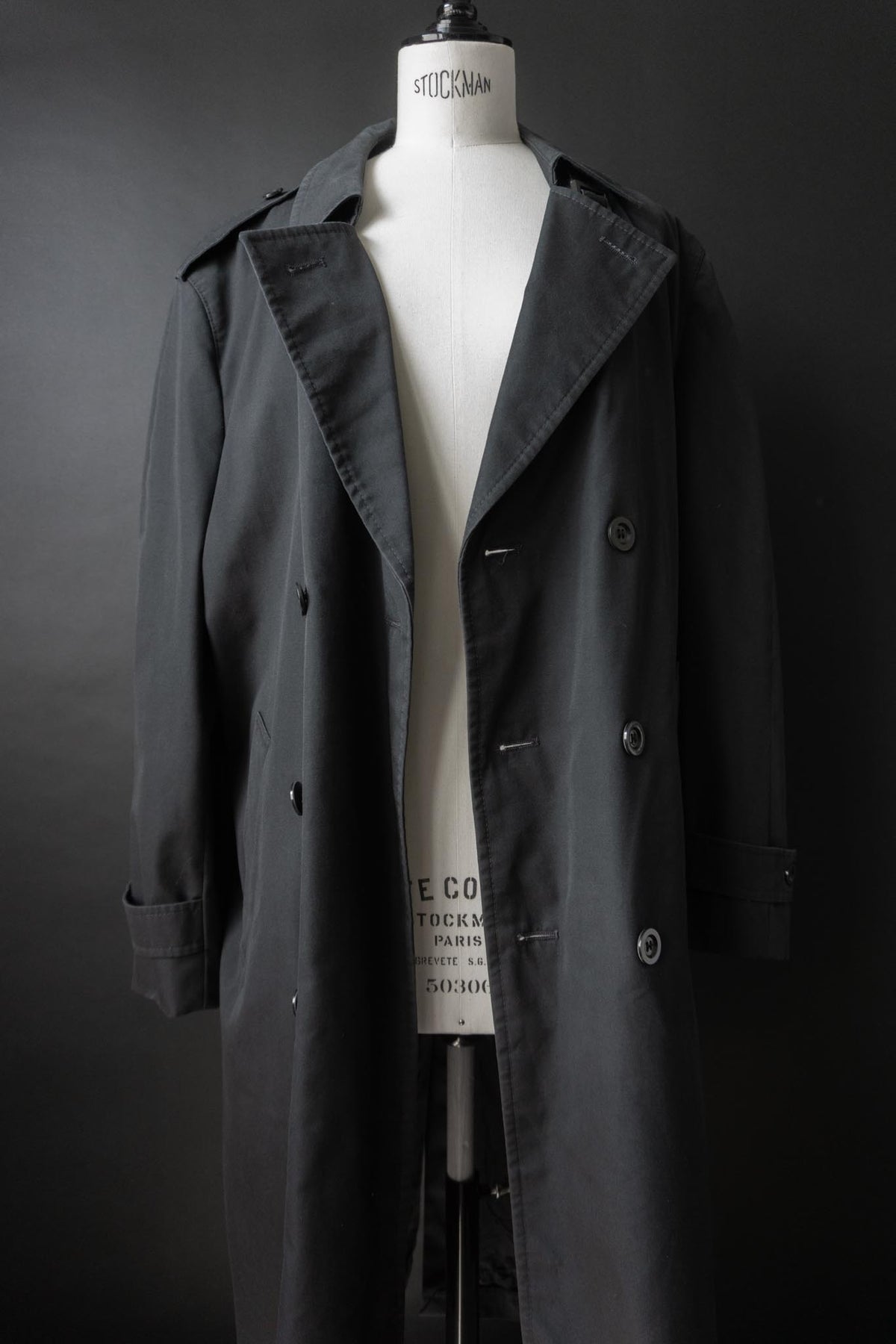 Vintage 80s Trenchcoat, Schwarz, M–L
