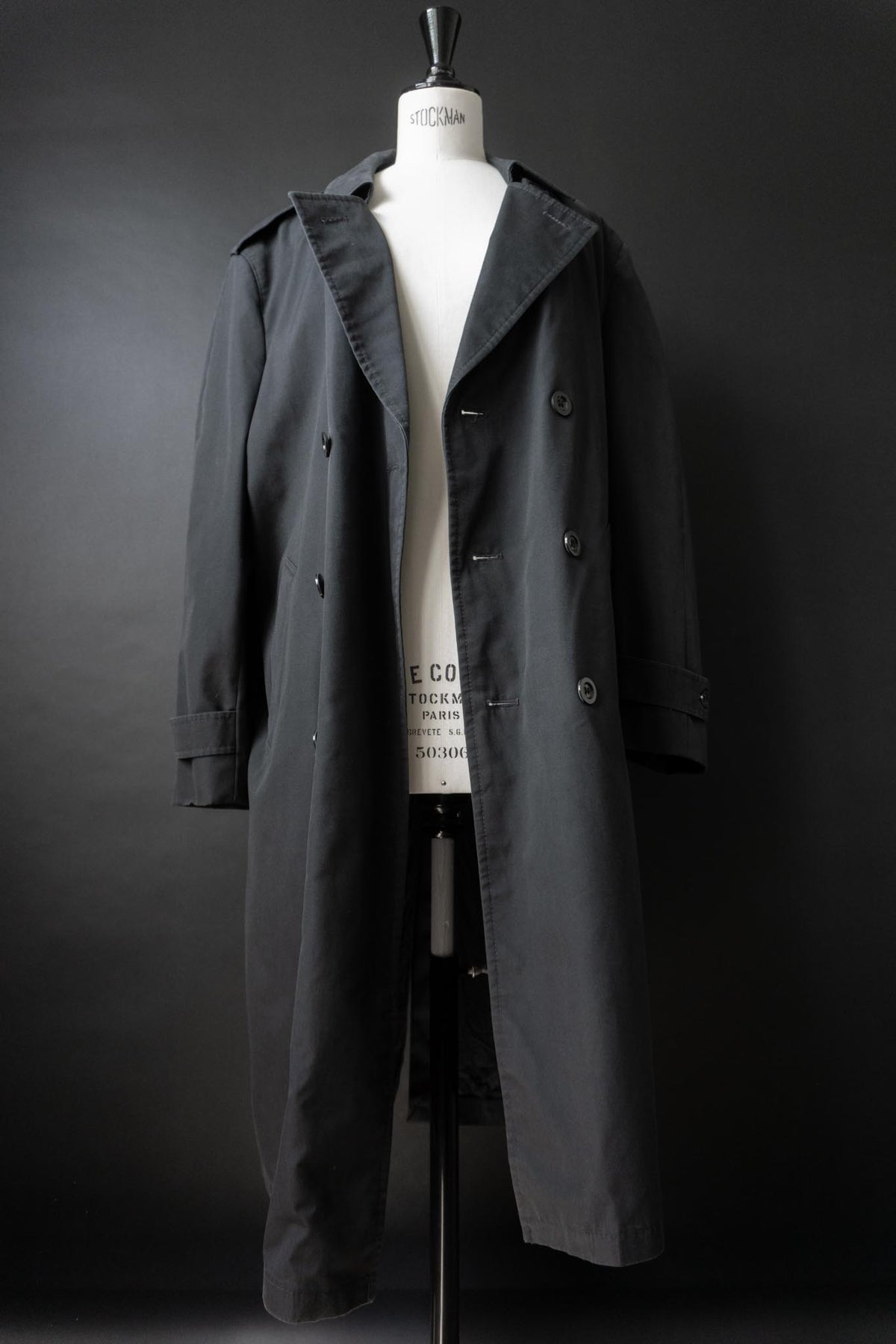 Vintage 80s Trenchcoat, Schwarz, M–L