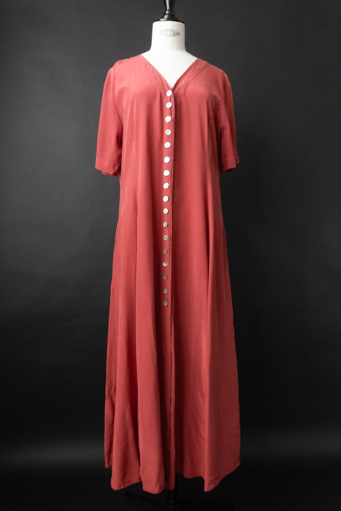 Vintage 80s Maxikleid, Blutrot, M–L