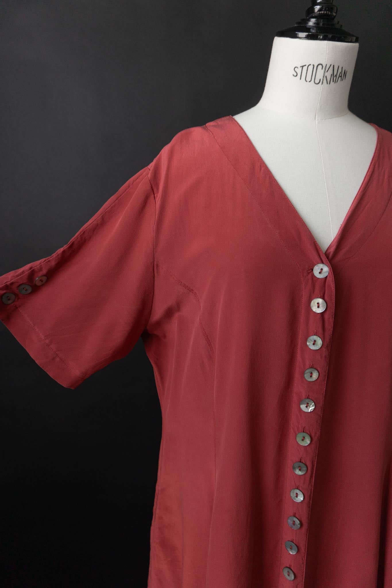 Vintage 80s Maxikleid, Blutrot, M–L