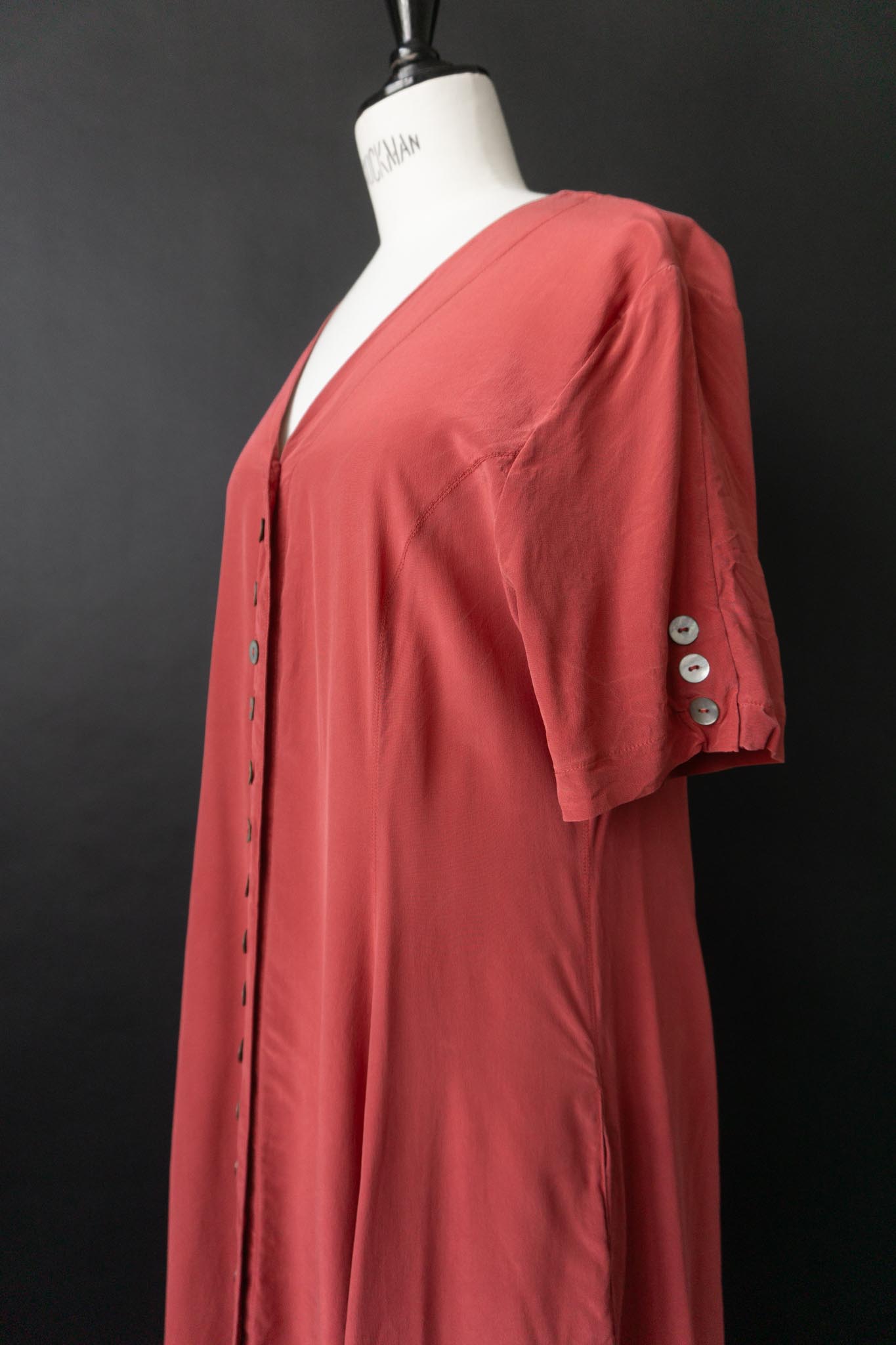 Vintage 80s Maxikleid, Blutrot, M–L