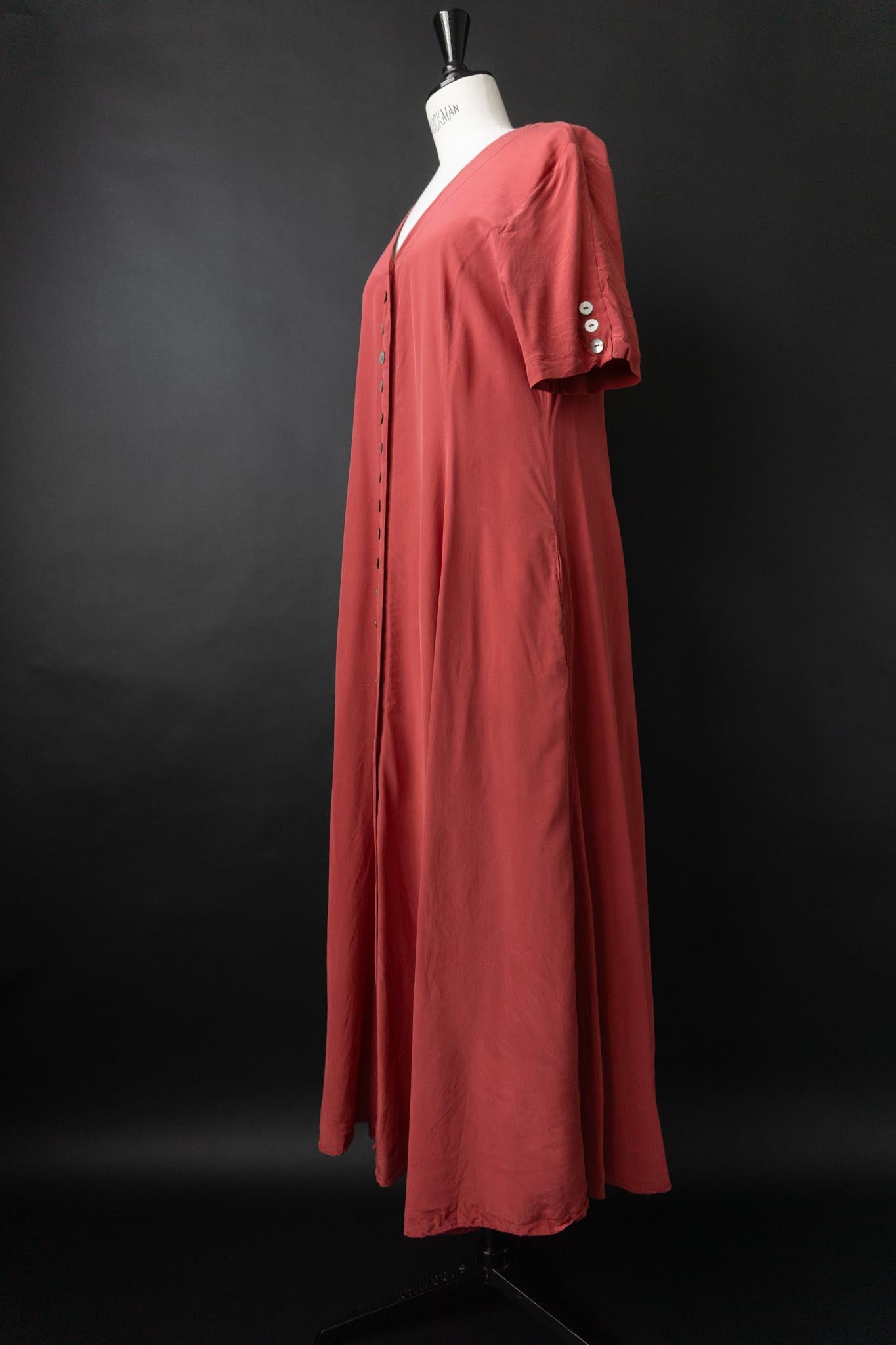 Vintage 80s Maxikleid, Blutrot, M–L