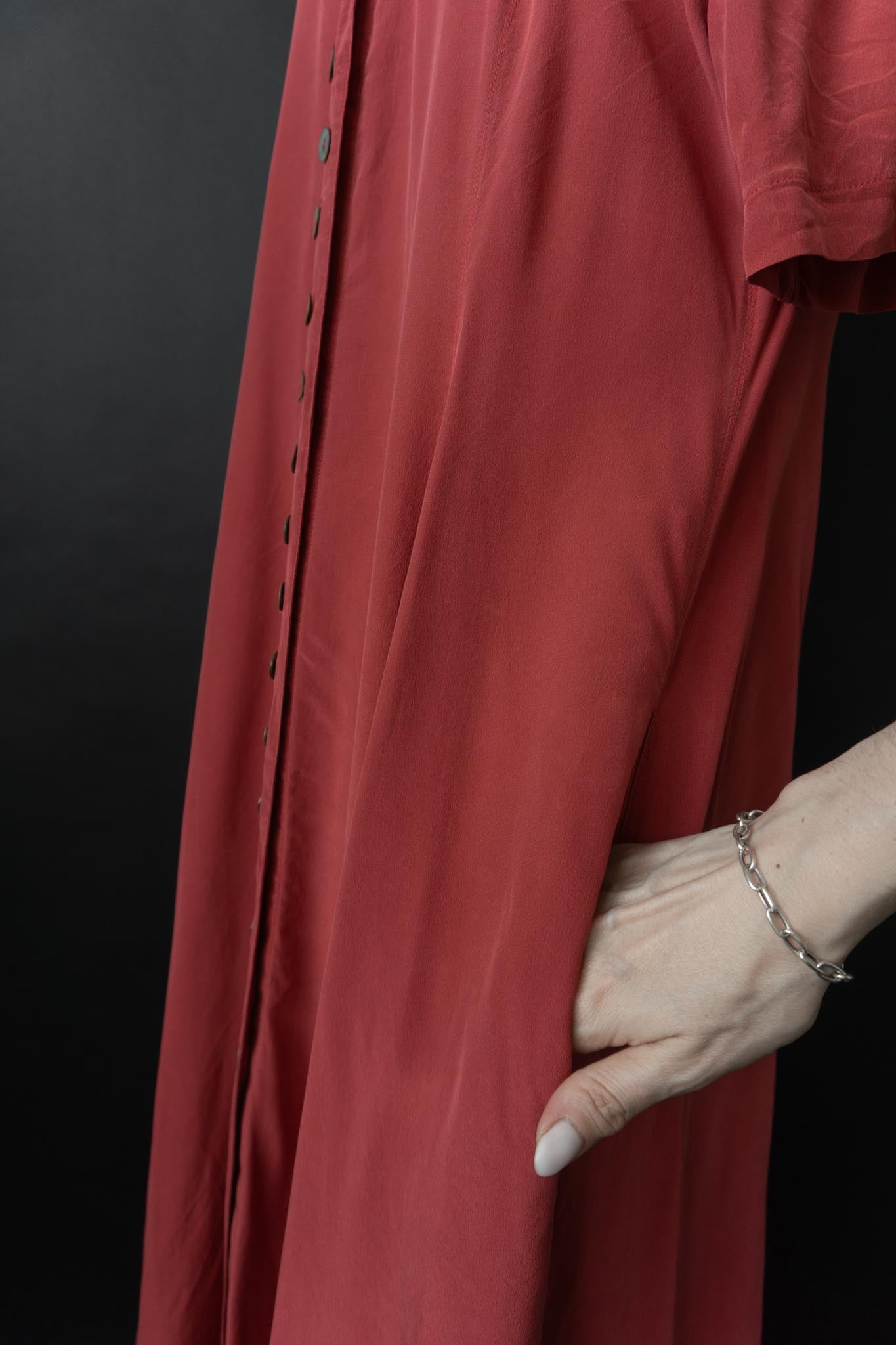 Vintage 80s Maxikleid, Blutrot, M–L