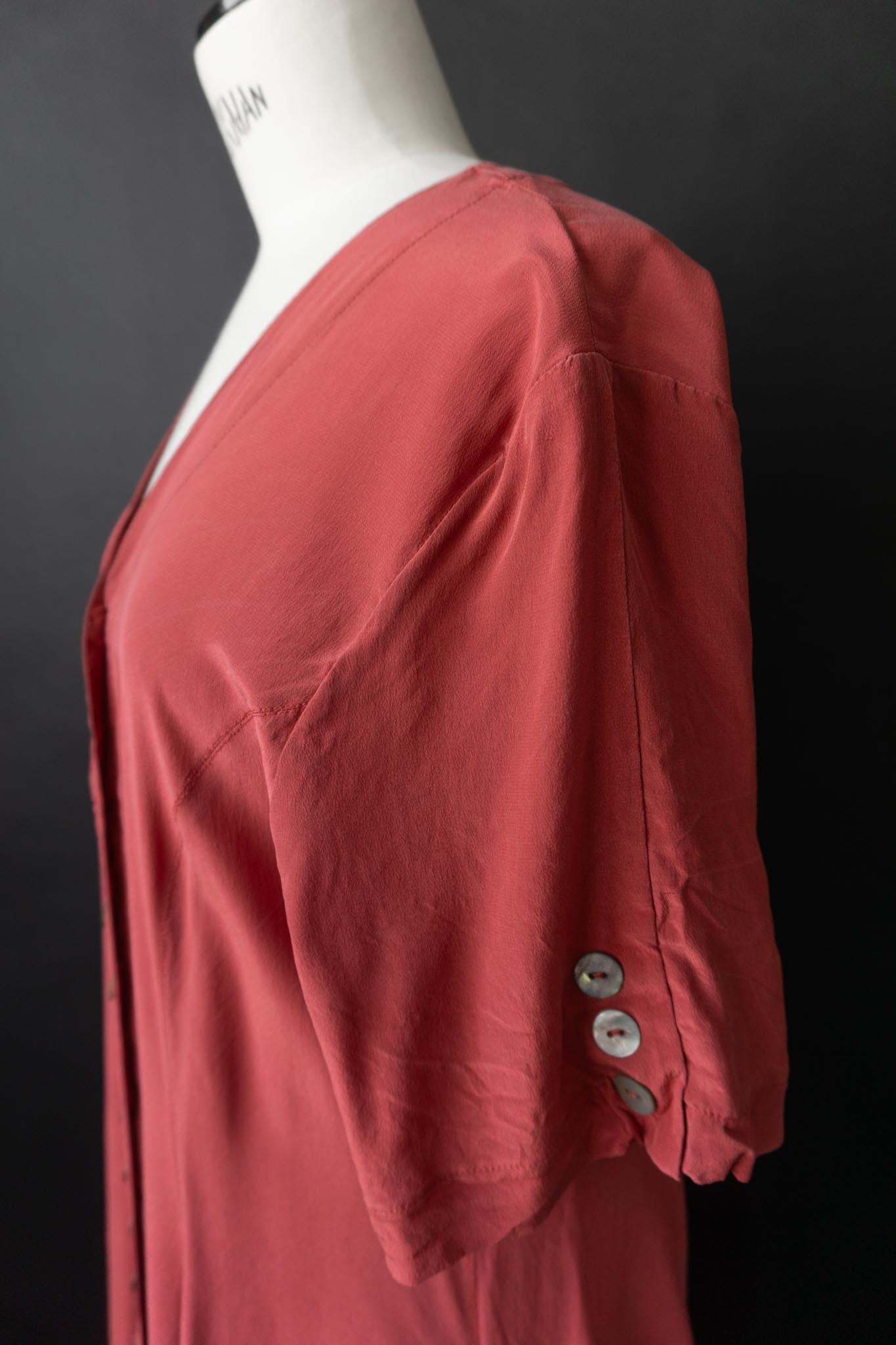 Vintage 80s Maxikleid, Blutrot, M–L