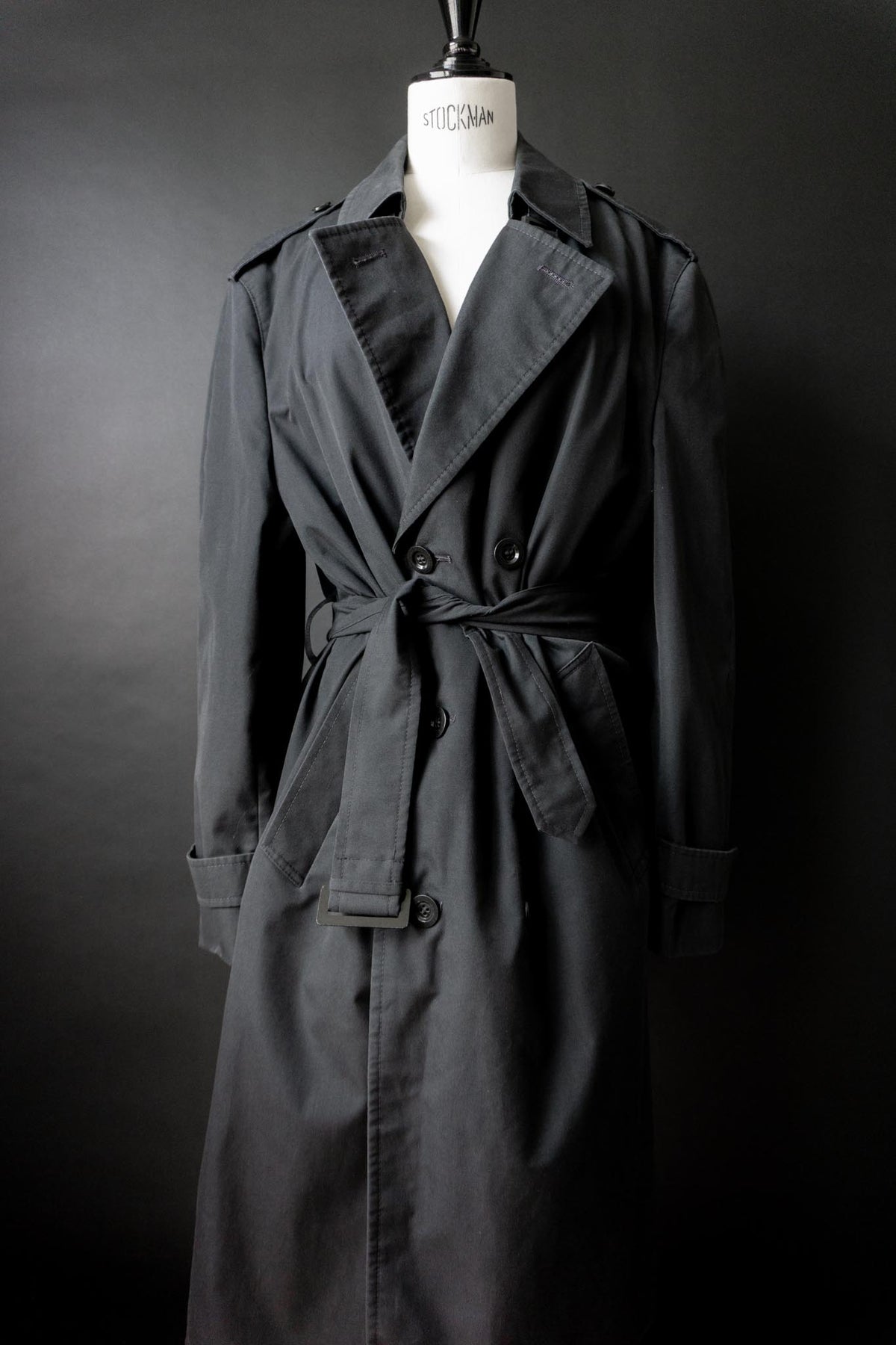 Vintage 80s Trenchcoat, Schwarz, M–L