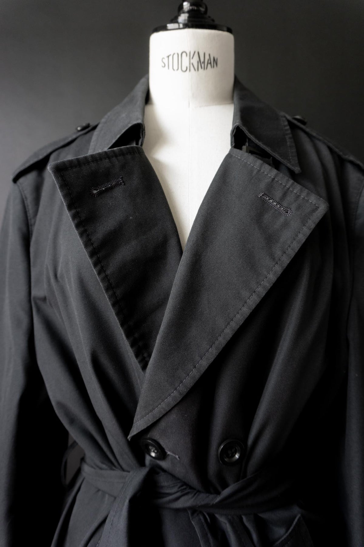 Vintage 80s Trenchcoat, Schwarz, M–L